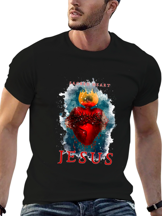 Sacred Heart Jesus Graphic T-Shirt - Black