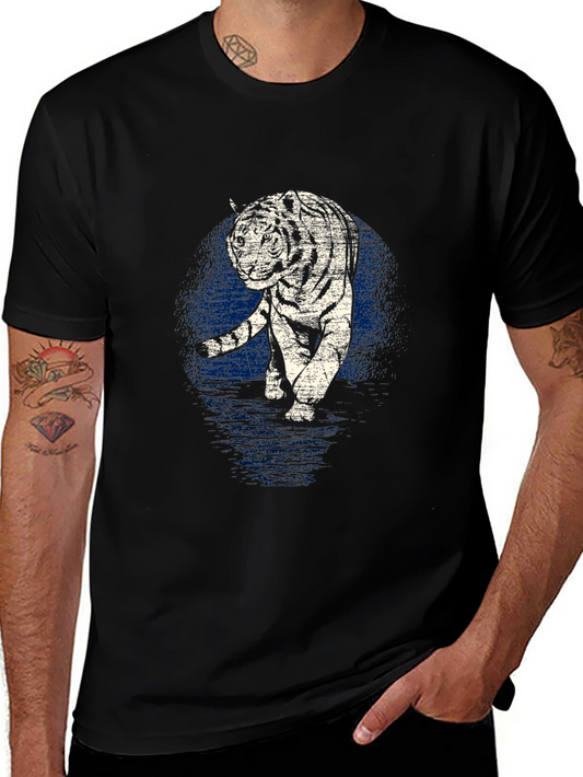 Tiger Graphic Tee - Black Cotton T-Shirt