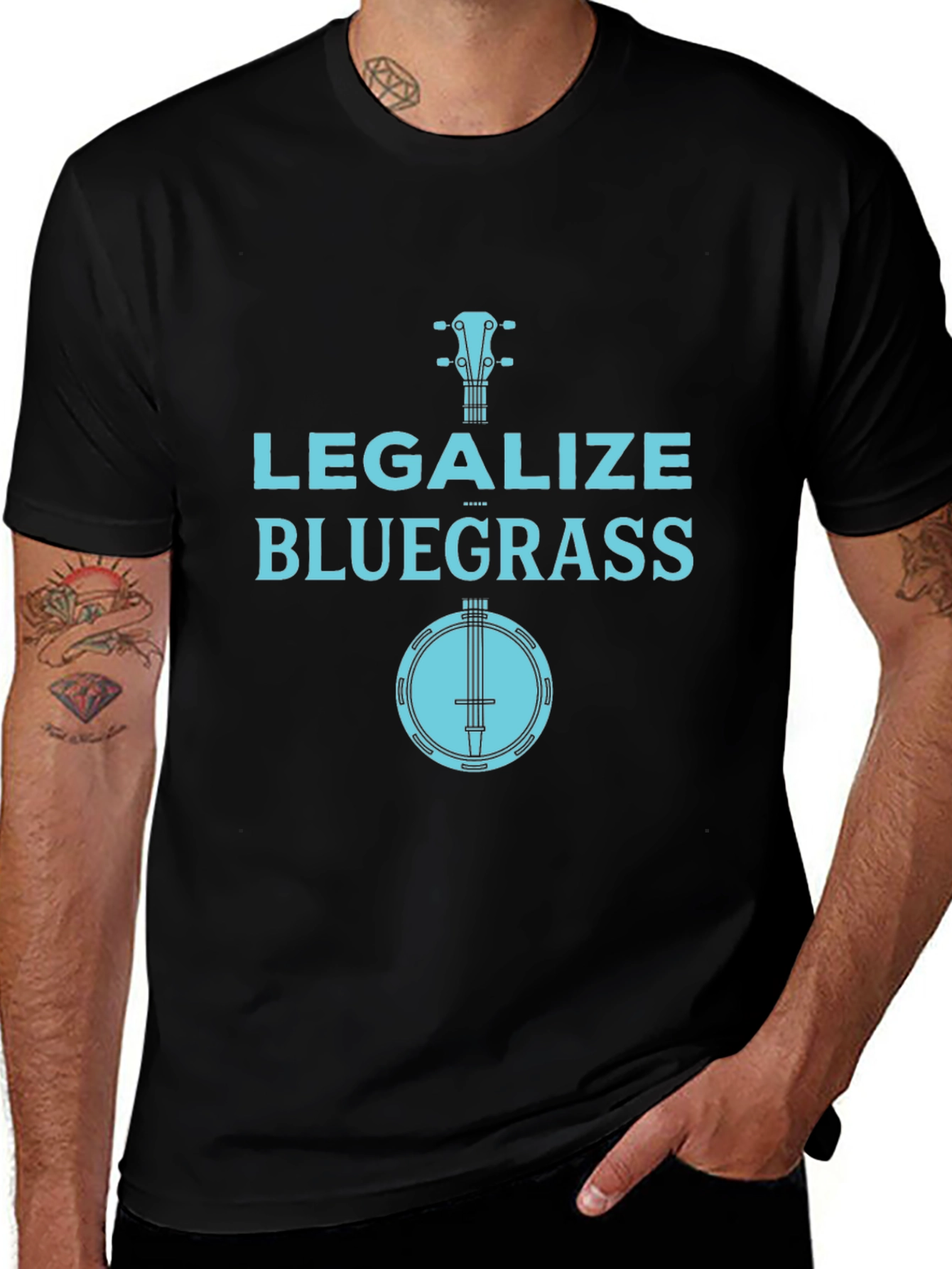 Legalize Bluegrass Banjo Graphic Tee - Black