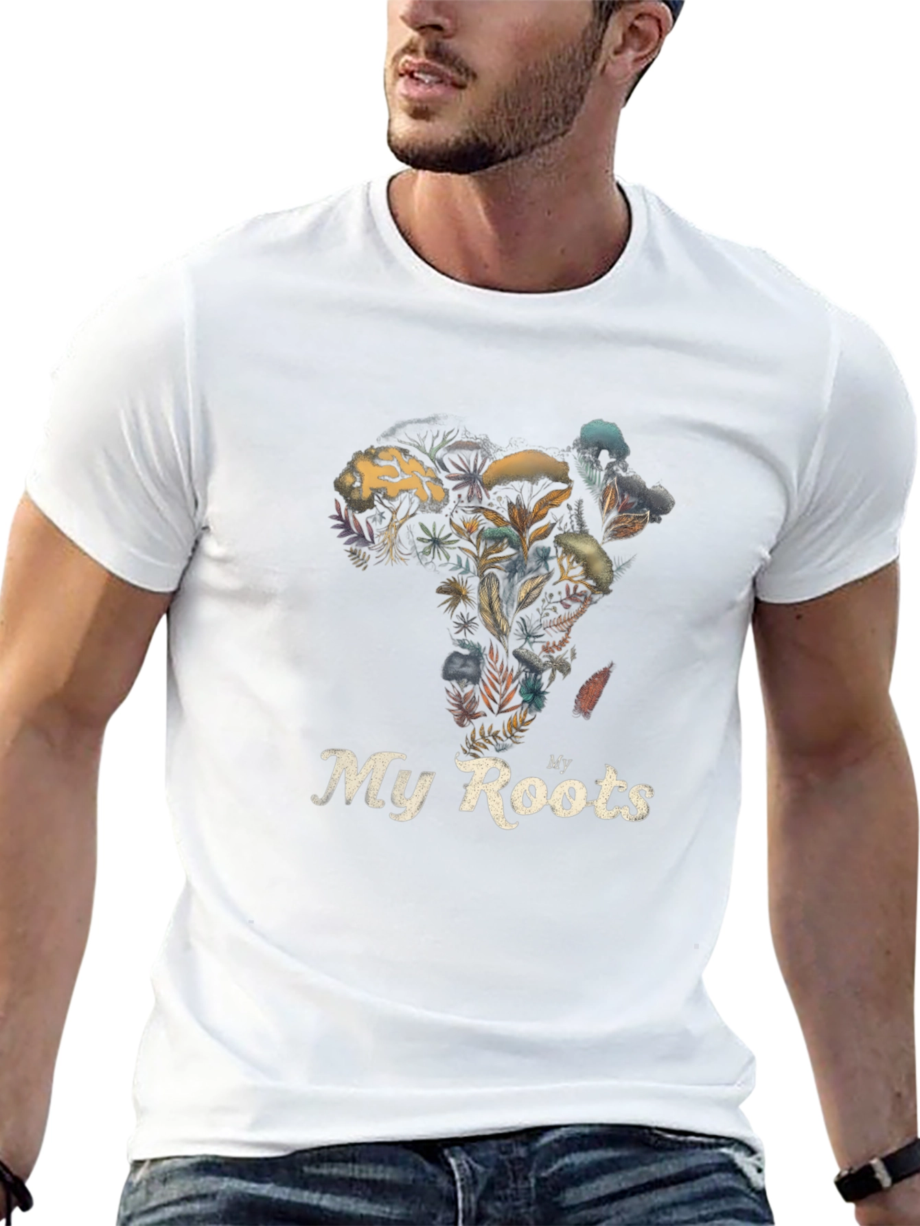 My Roots Africa Floral Print Black T-Shirt