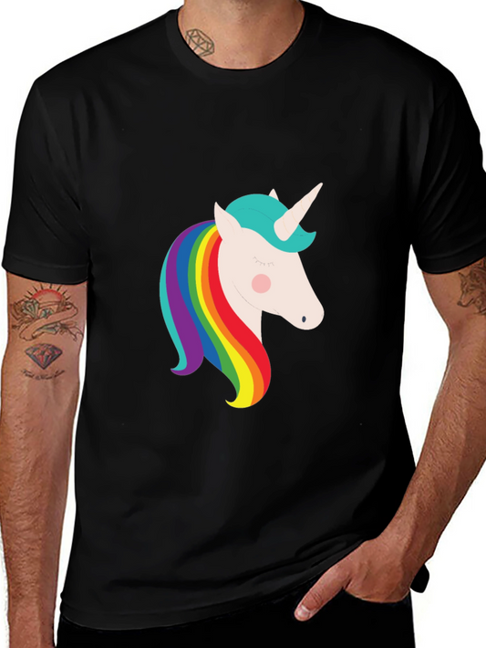 Unicorn Rainbow Graphic Black T-Shirt