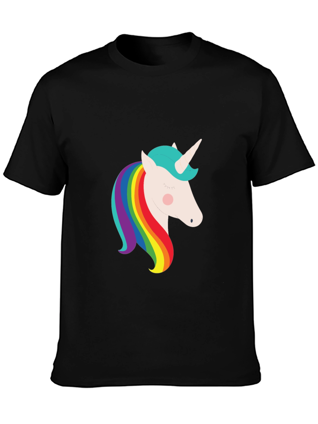 Unicorn Rainbow Graphic Black T-Shirt