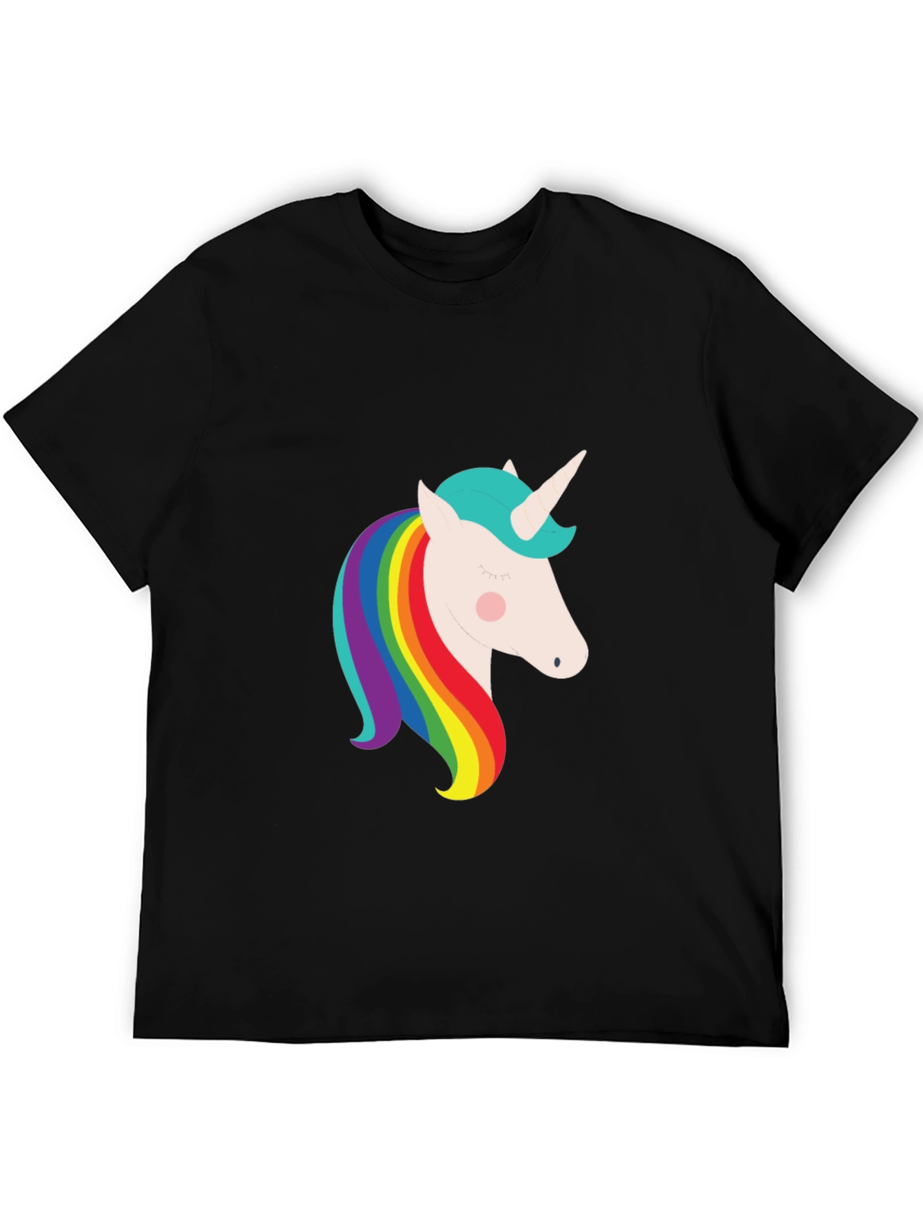 Unicorn Rainbow Graphic Black T-Shirt