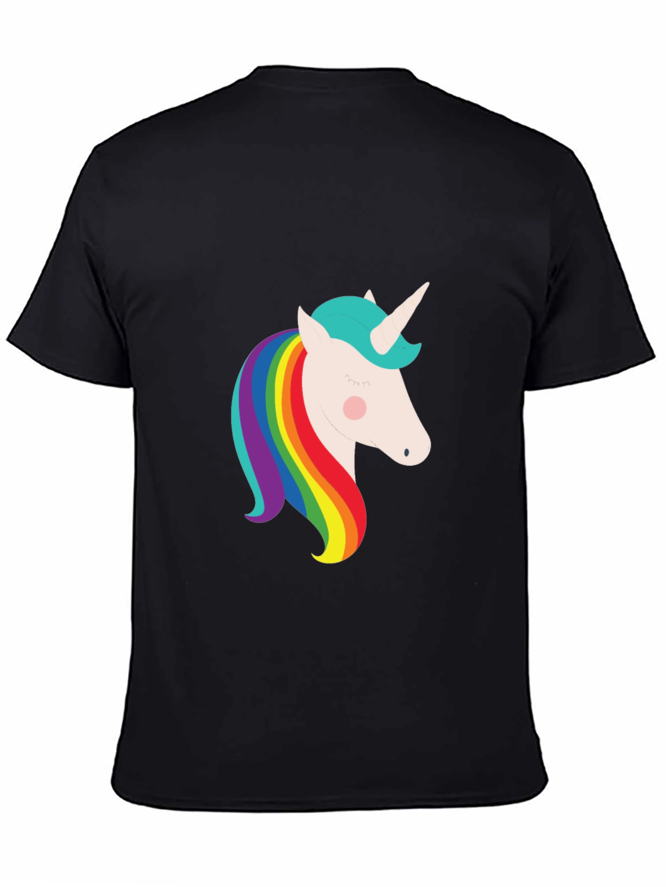 Unicorn Rainbow Graphic Black T-Shirt