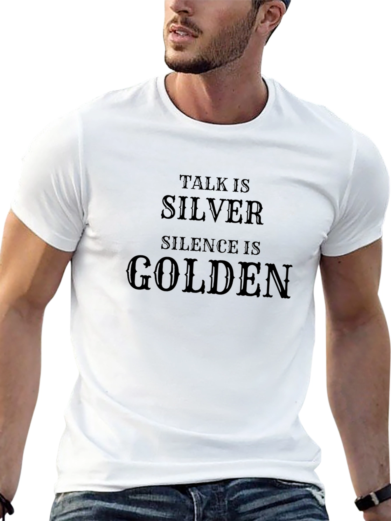 Talk is Silver Silence is Golden Black T-Shirt