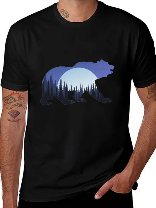 Bear Silhouette Forest Graphic T-Shirt