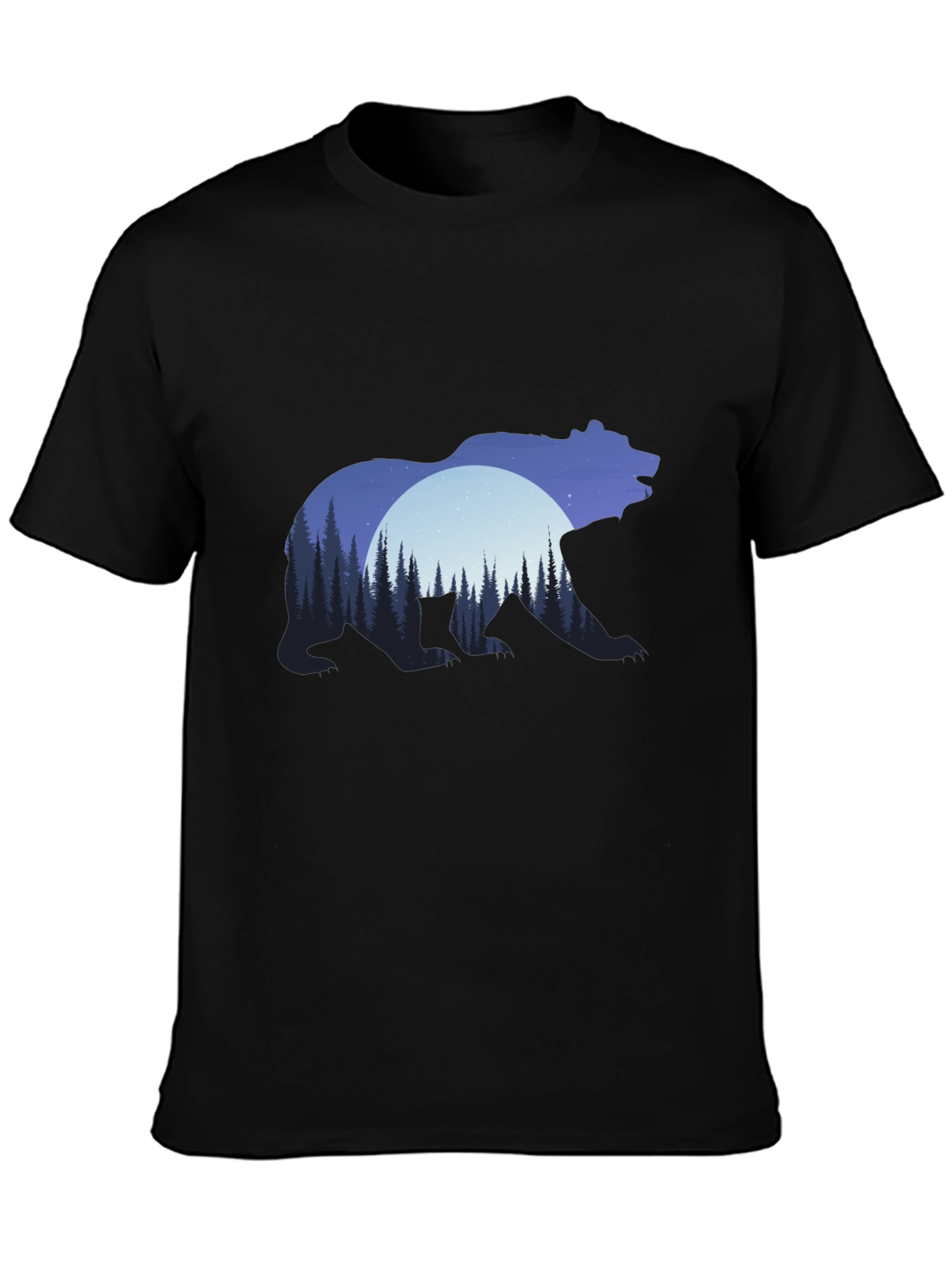Bear Silhouette Forest Graphic T-Shirt