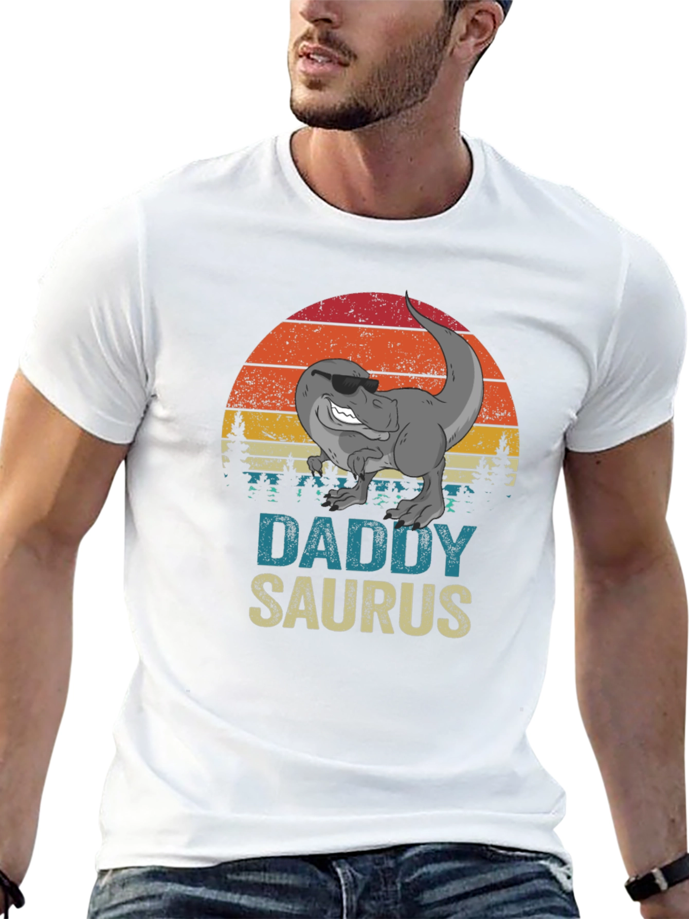 Daddy Saurus T-Shirt - Retro Dinosaur Dad Tee