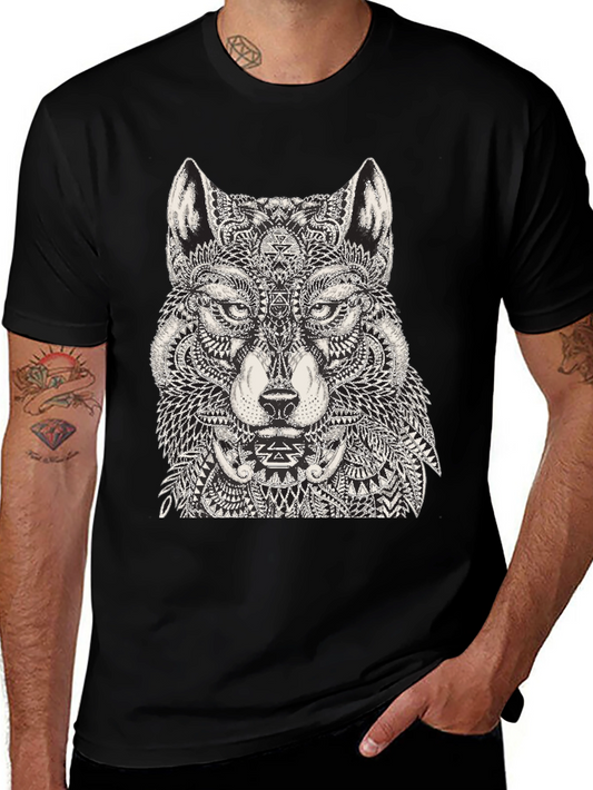 Wolf Graphic Black T-Shirt for Men