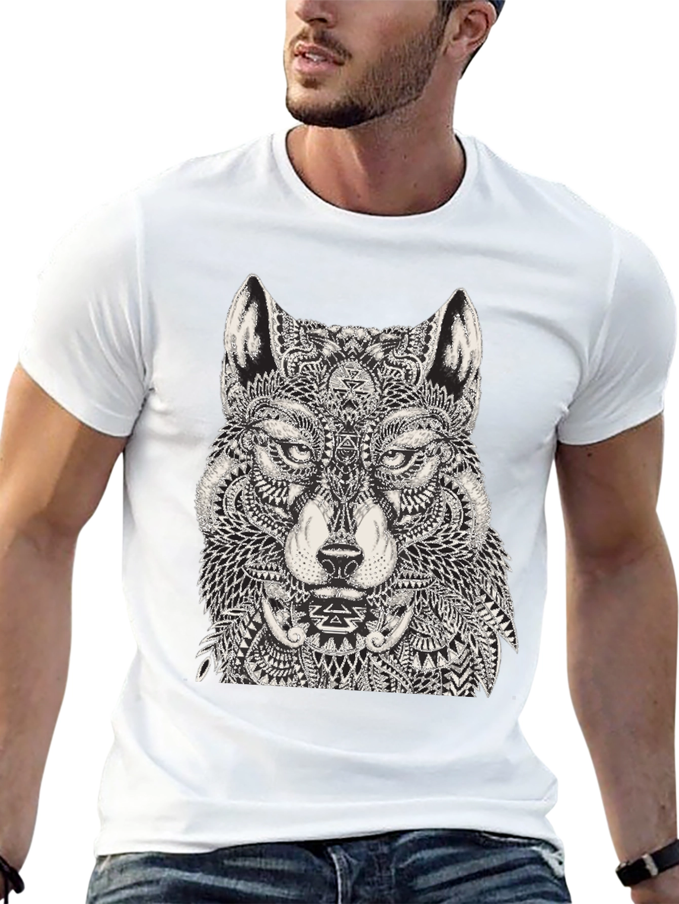 Wolf Graphic Black T-Shirt for Men