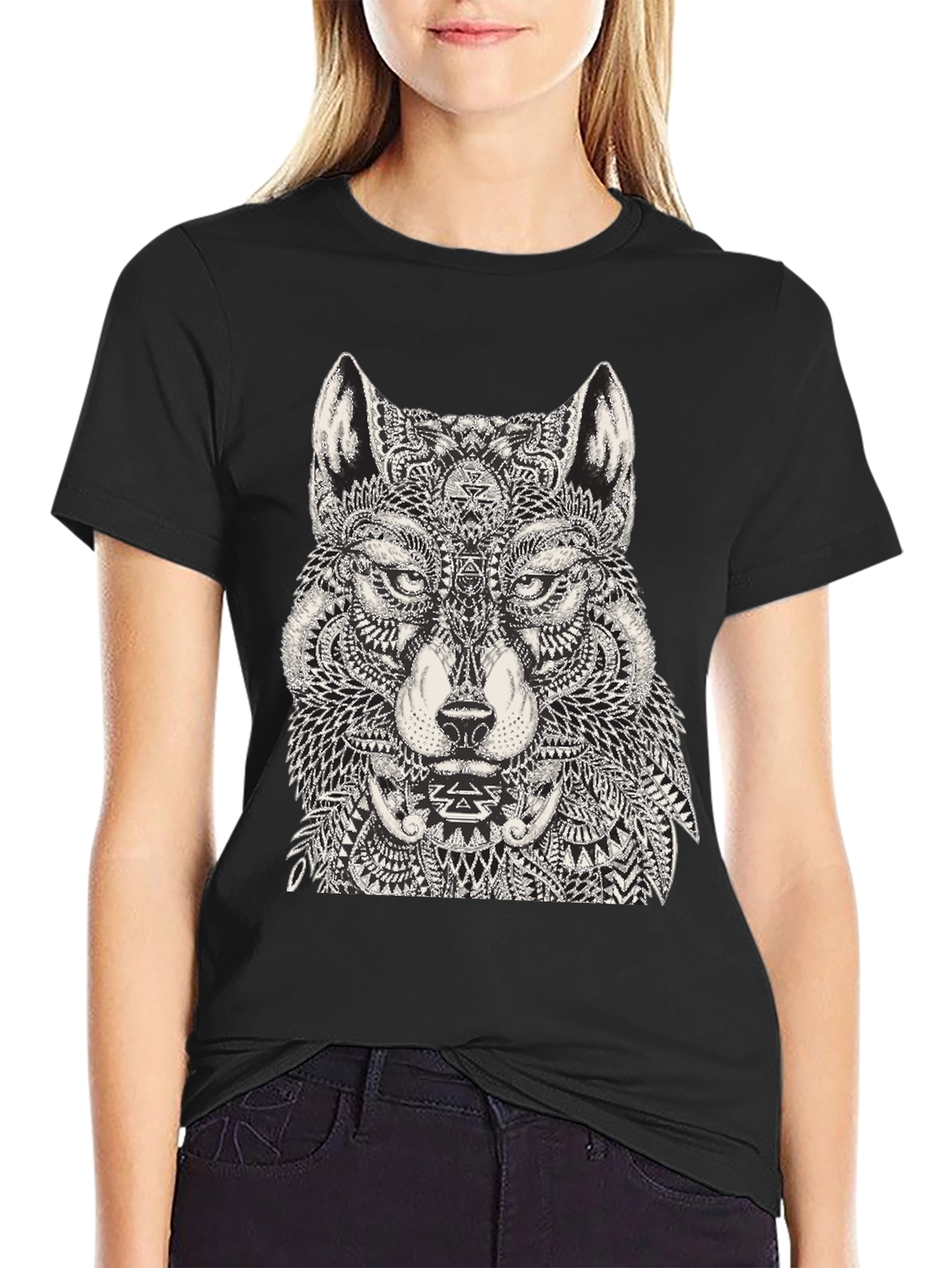 Wolf Graphic Black T-Shirt for Men