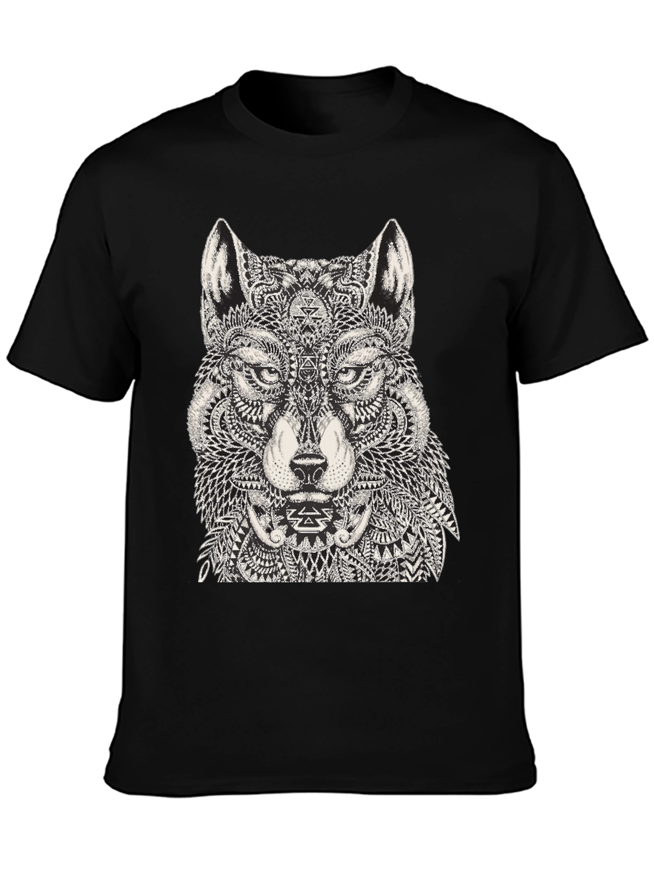 Wolf Graphic Black T-Shirt for Men