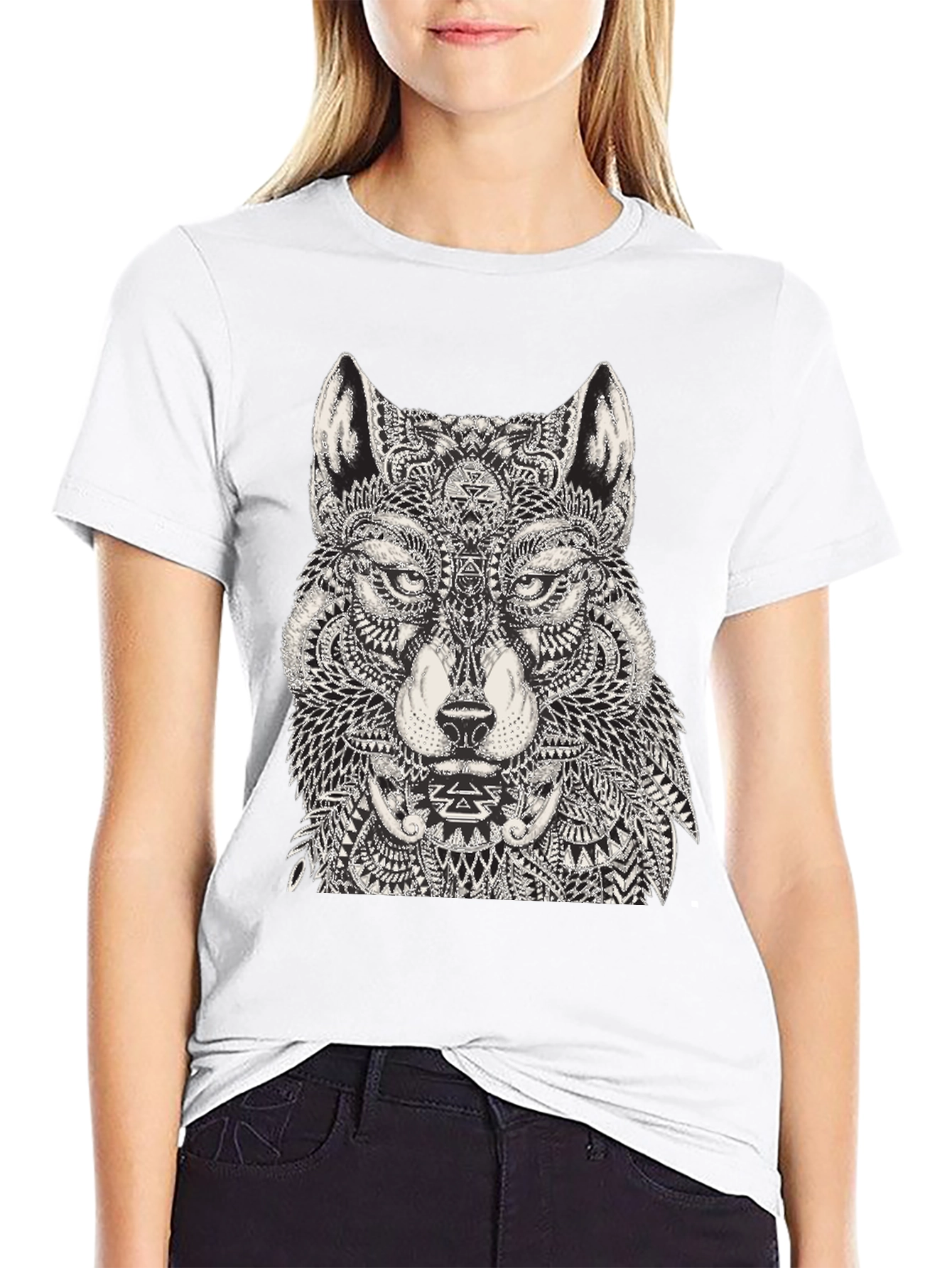 Wolf Graphic Black T-Shirt for Men