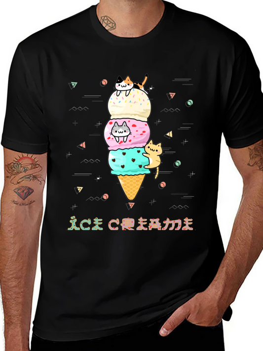 Cute Cat Ice Cream Graphic Tee