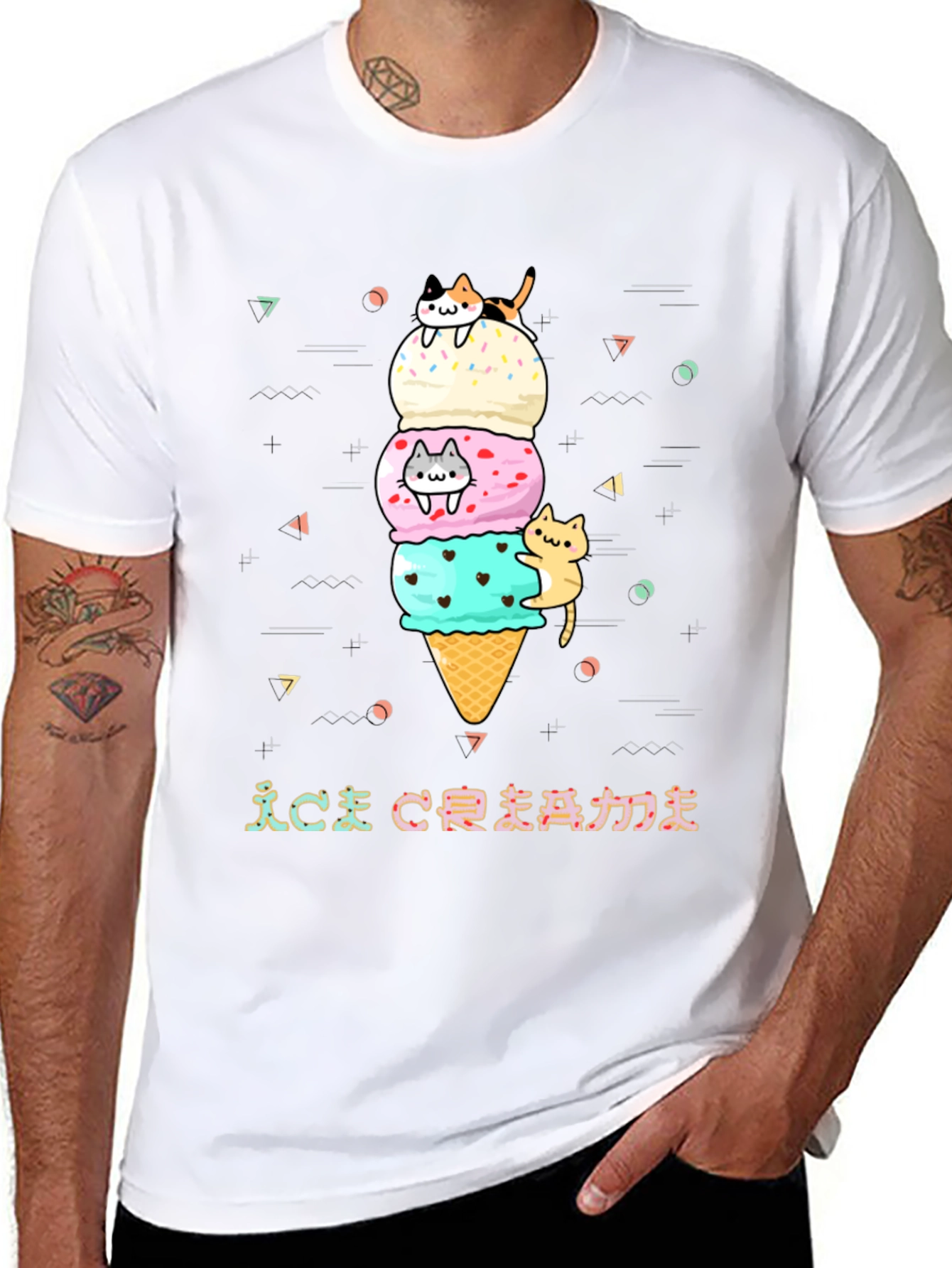 Cute Cat Ice Cream Graphic Tee