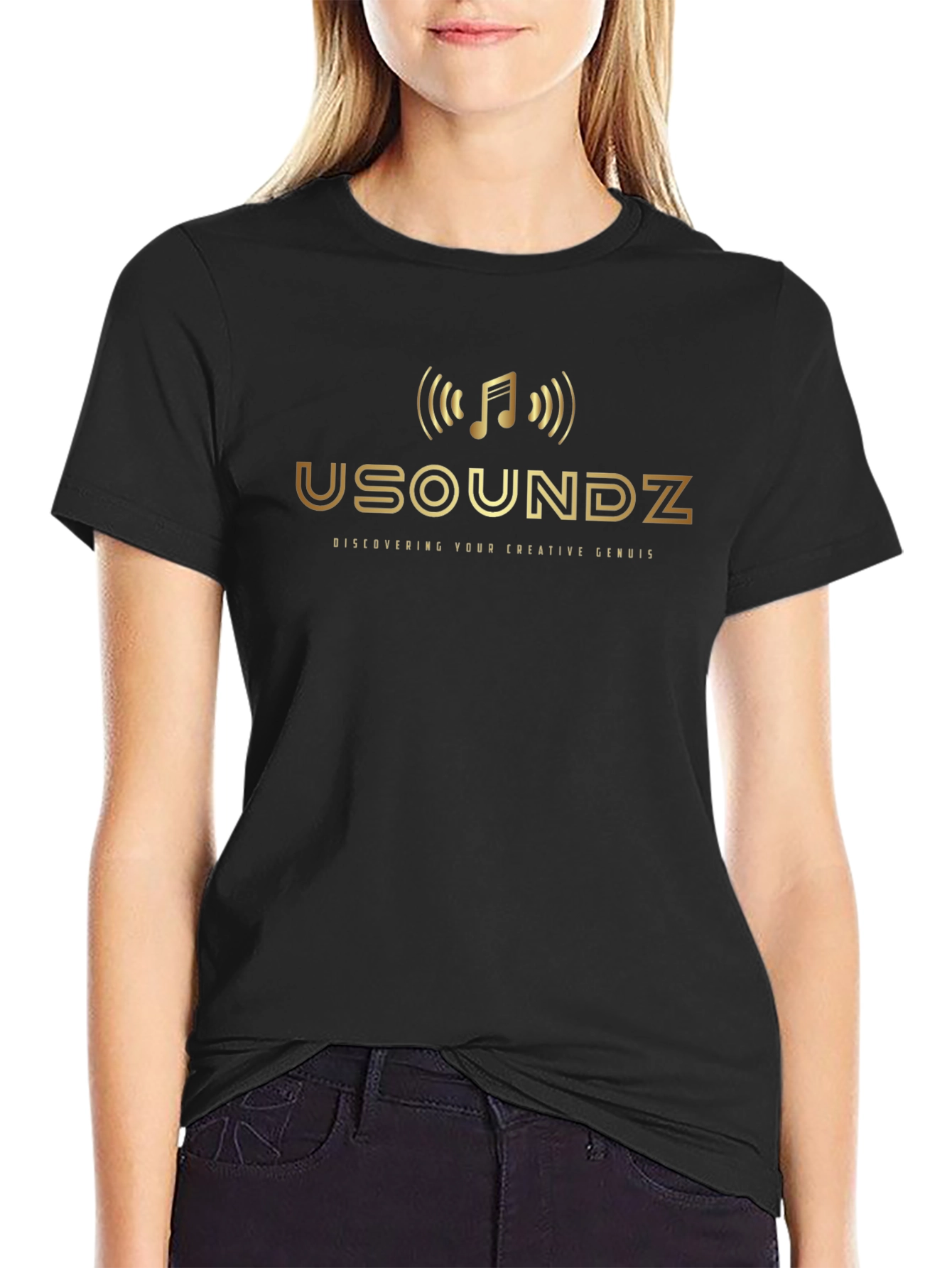 USOUNDZ Black Graphic Tee - Discover Your Creative Genius