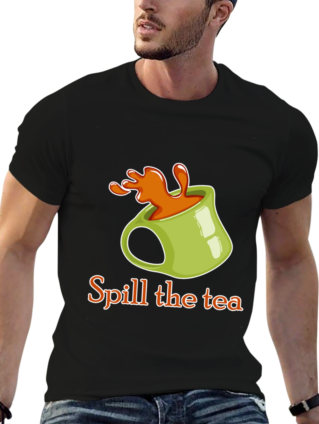Spill the Tea Graphic Tee - Trendy Novelty T-Shirt