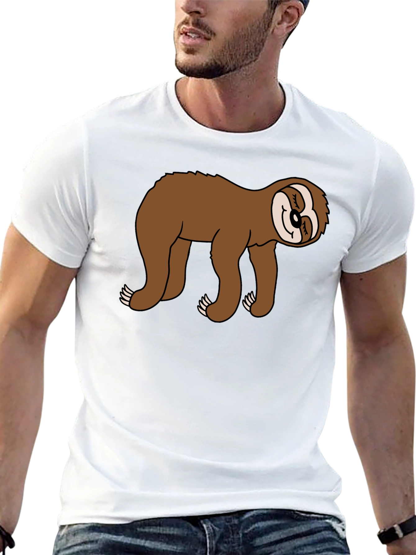 Sloth Graphic Tee - Black Casual Comfort