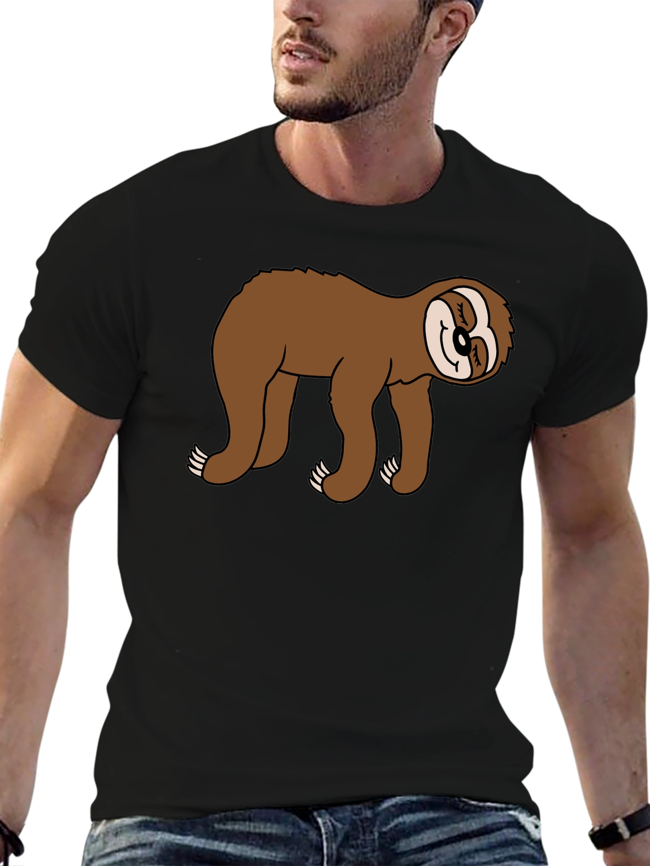Sloth Graphic Tee - Black Casual Comfort