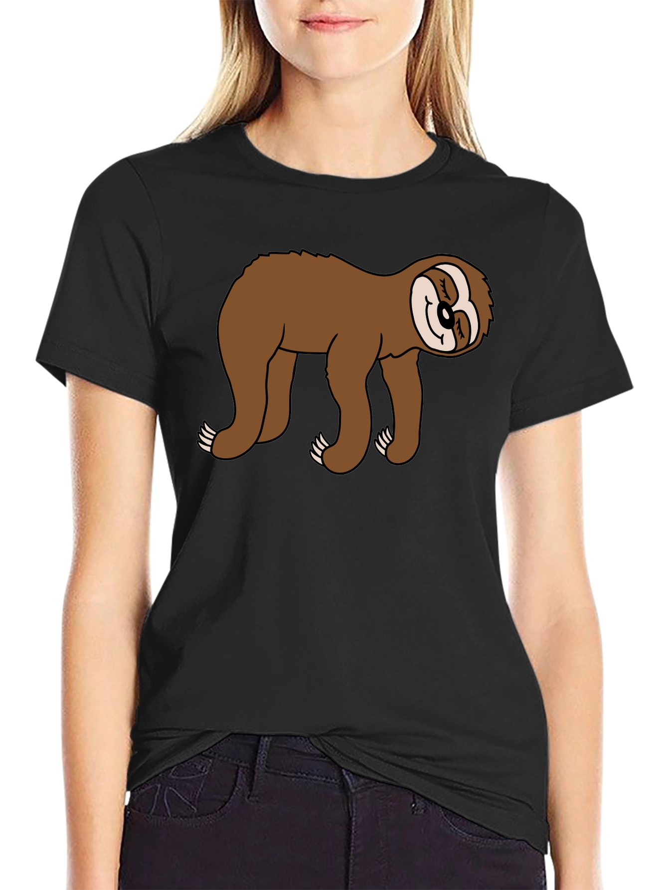 Sloth Graphic Tee - Black Casual Comfort