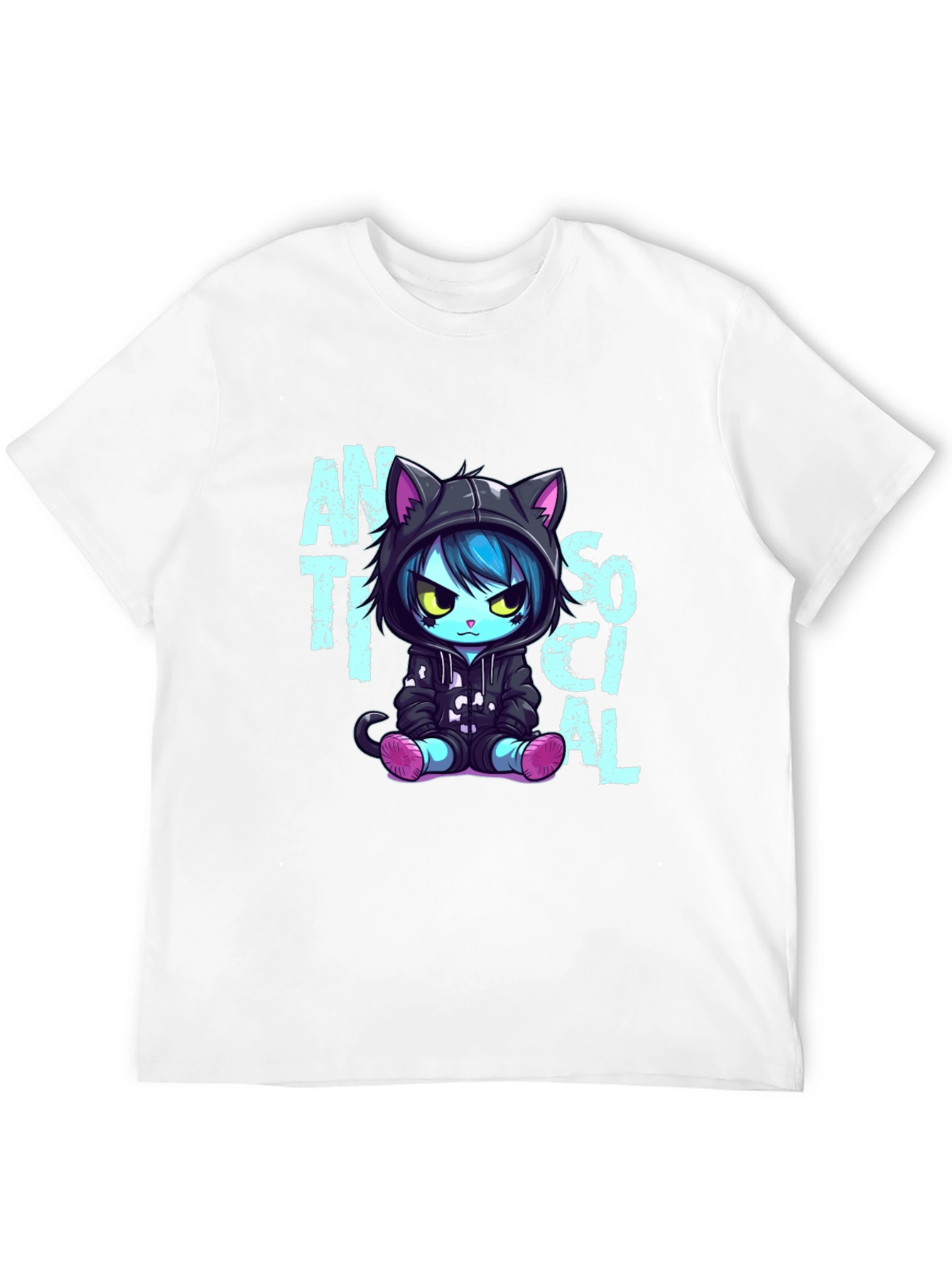Anti Social Cat Graphic T-Shirt