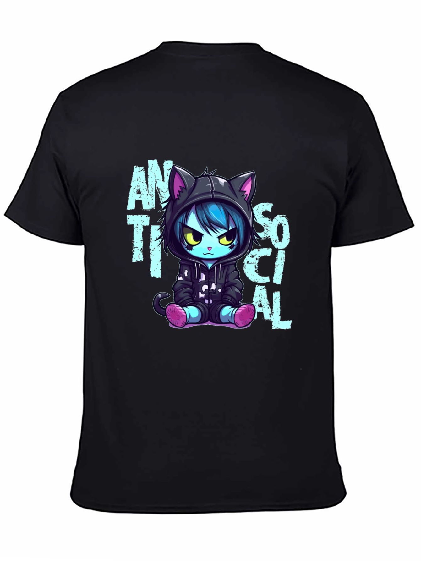 Anti Social Cat Graphic T-Shirt