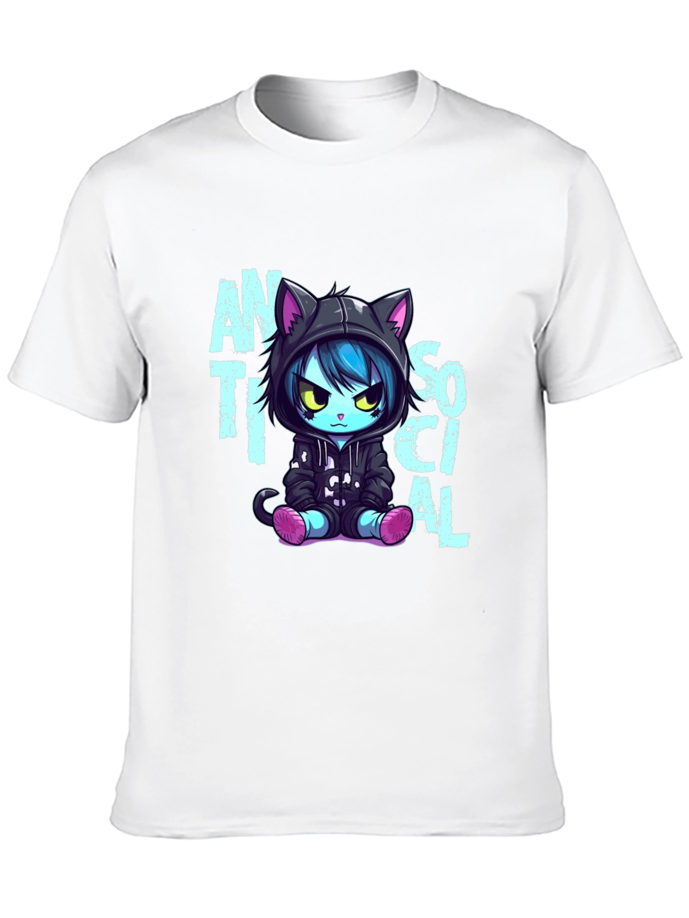 Anti Social Cat Graphic T-Shirt