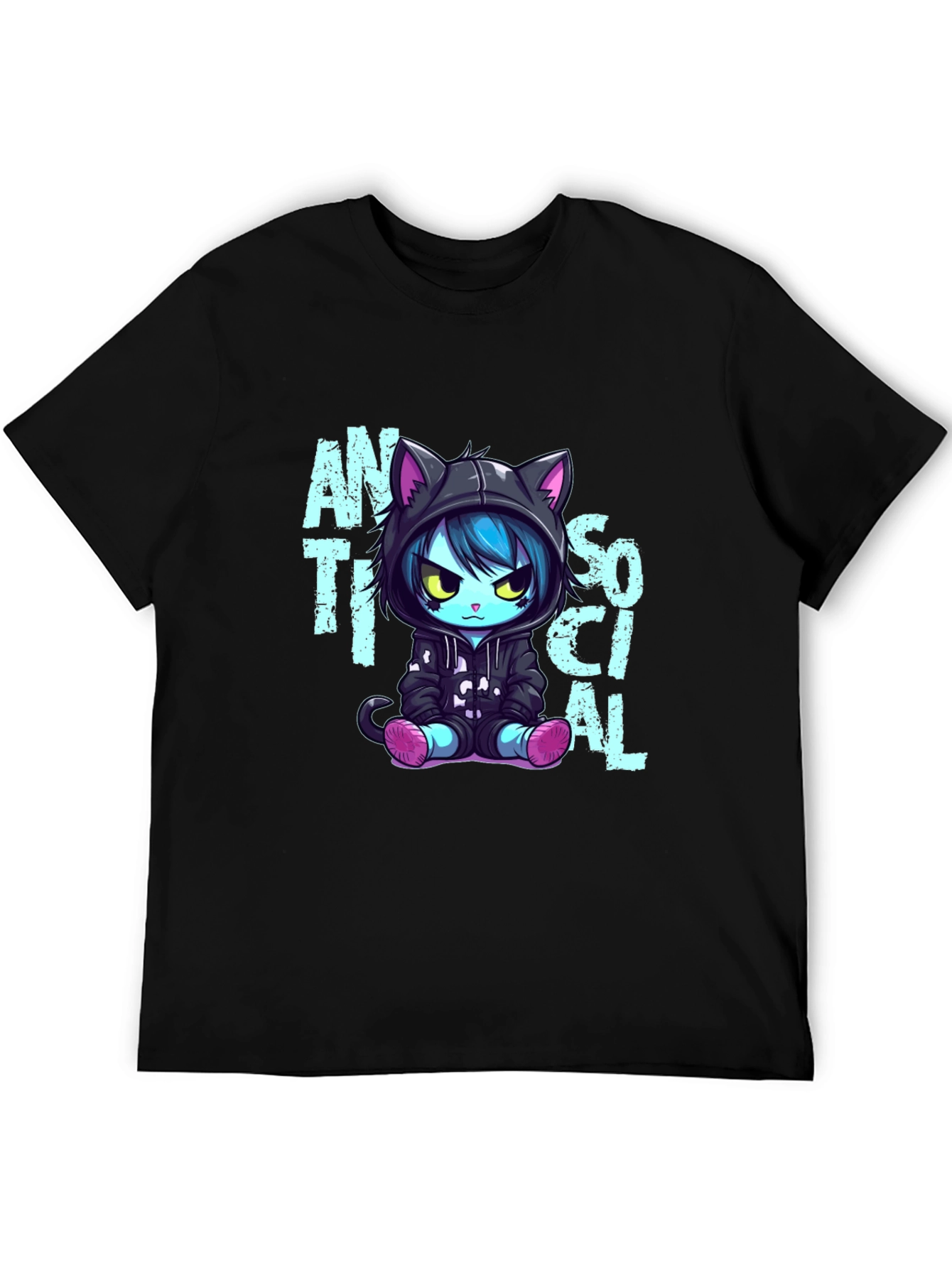 Anti Social Cat Graphic T-Shirt