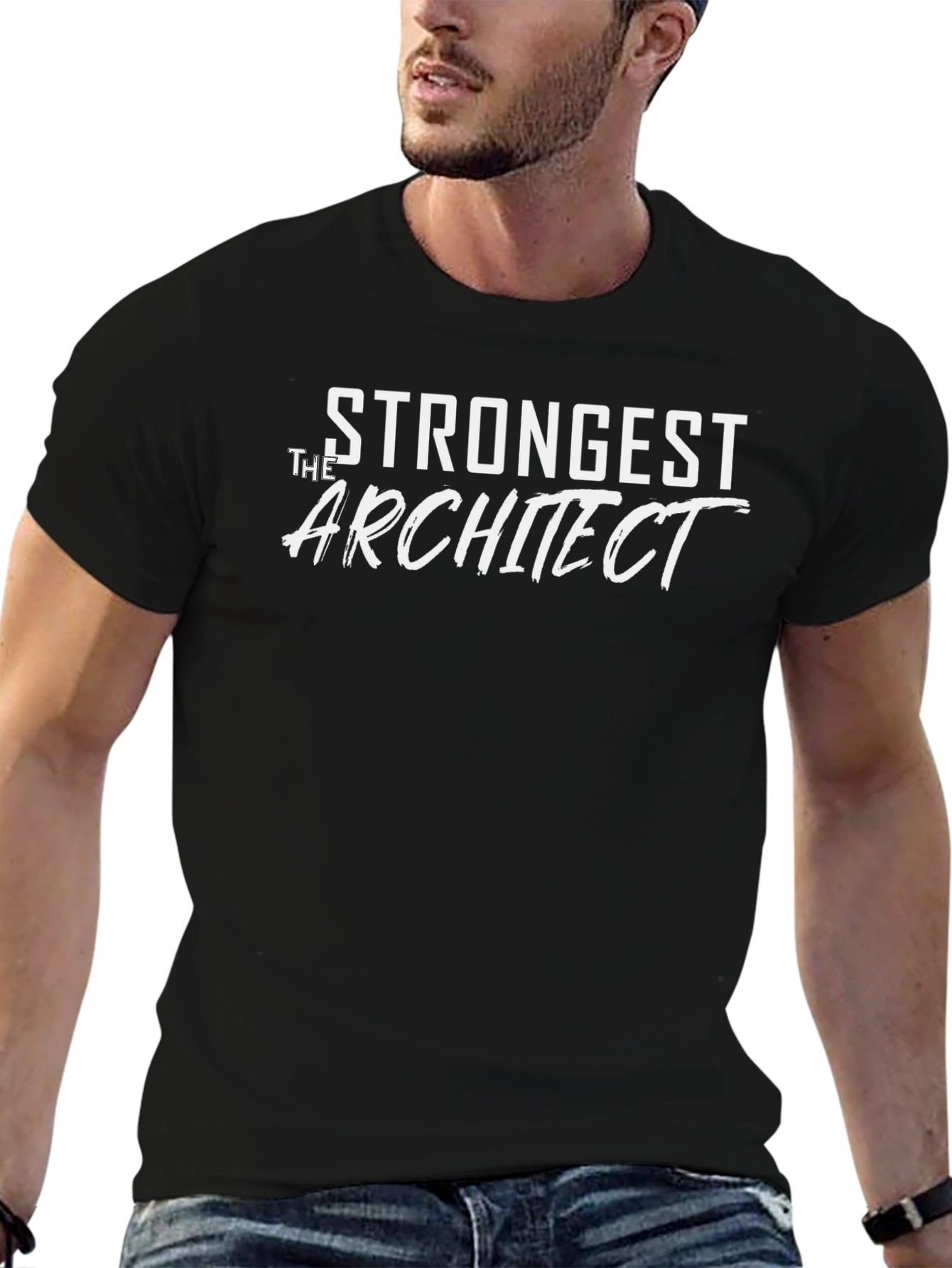 Strongest Architect Black Cotton Graphic T-Shirt