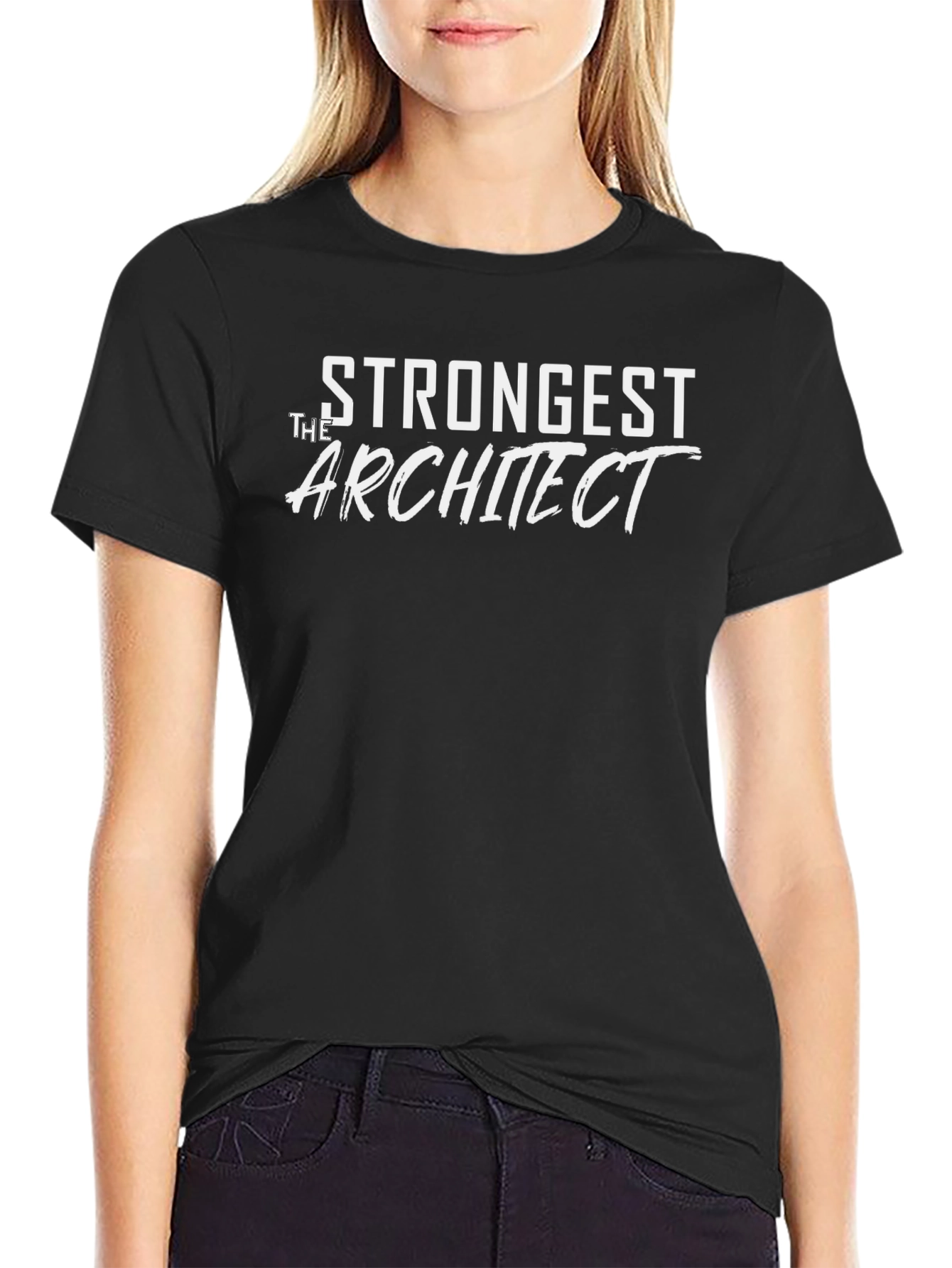 Strongest Architect Black Cotton Graphic T-Shirt