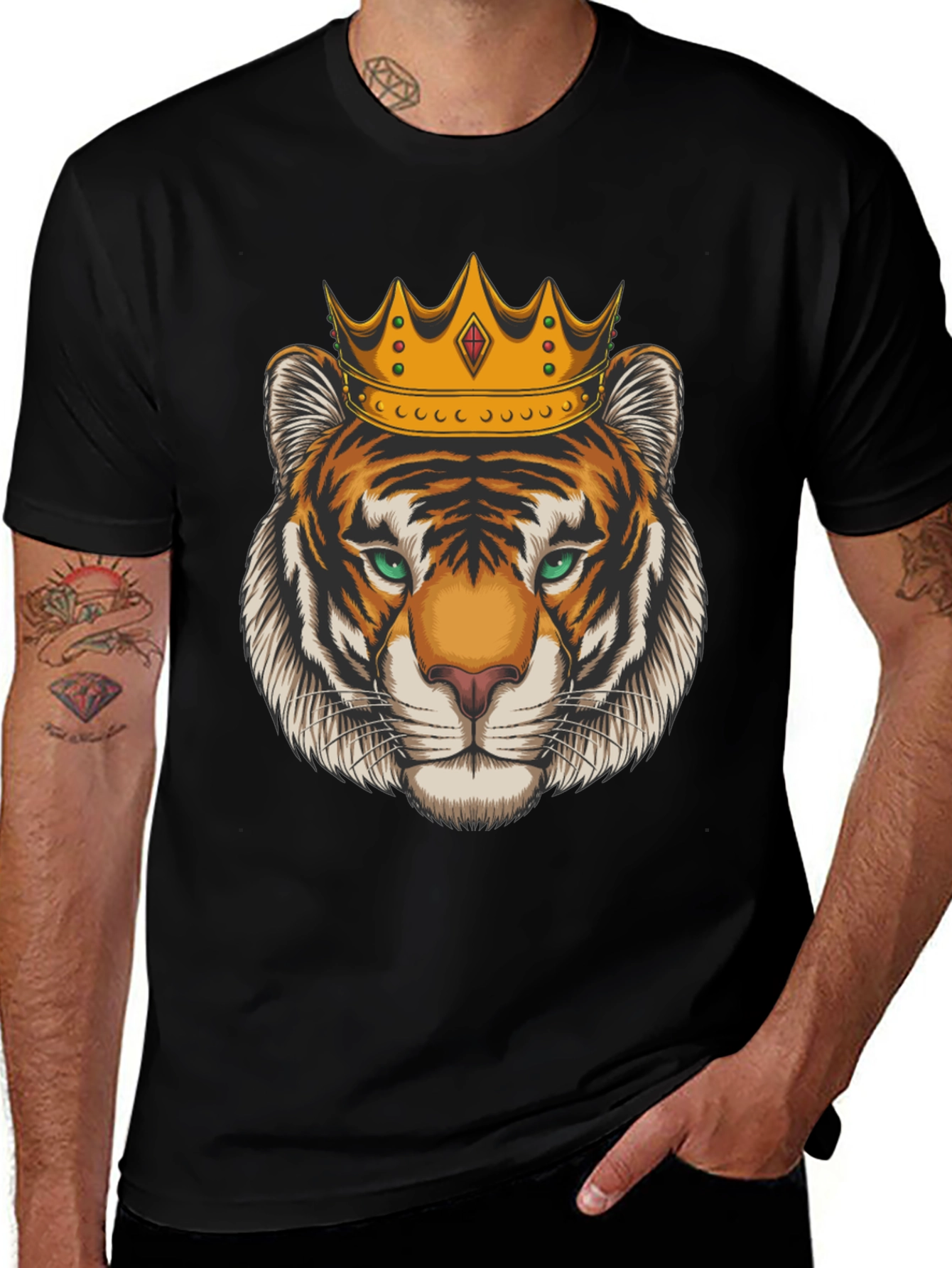 Tiger King Graphic Tee - Black Cotton T-Shirt