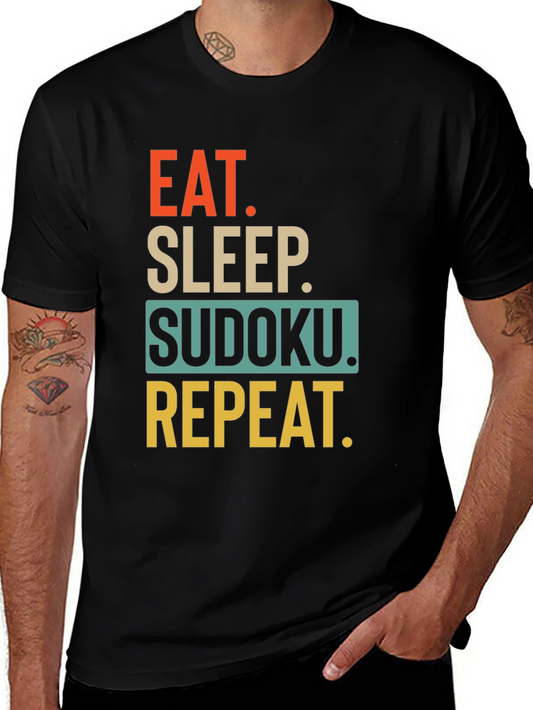 Eat Sleep Sudoku Repeat Black T-Shirt