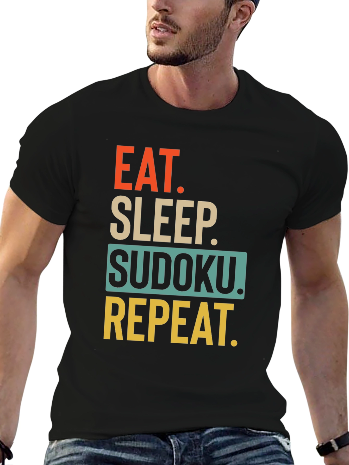 Eat Sleep Sudoku Repeat Black T-Shirt