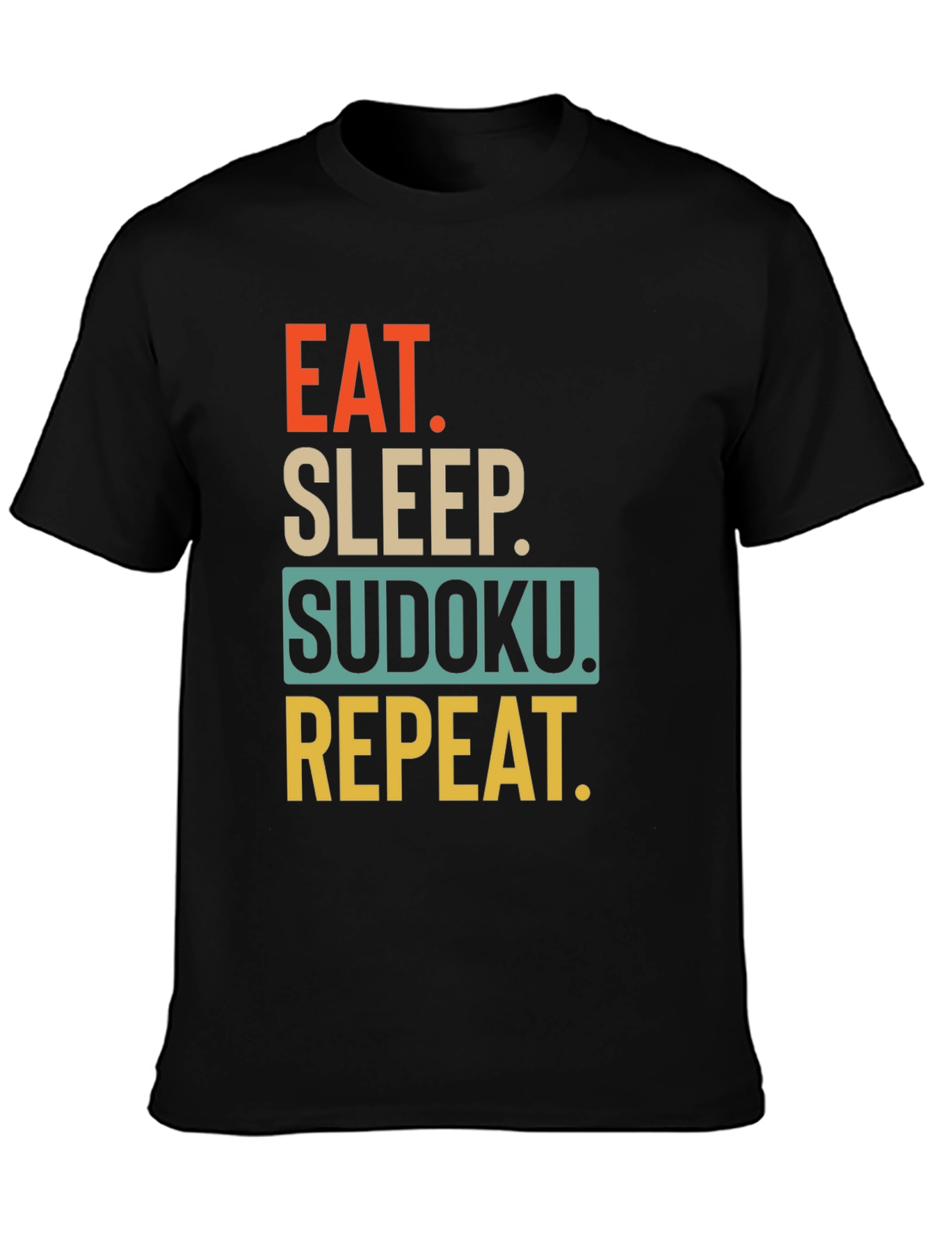 Eat Sleep Sudoku Repeat Black T-Shirt