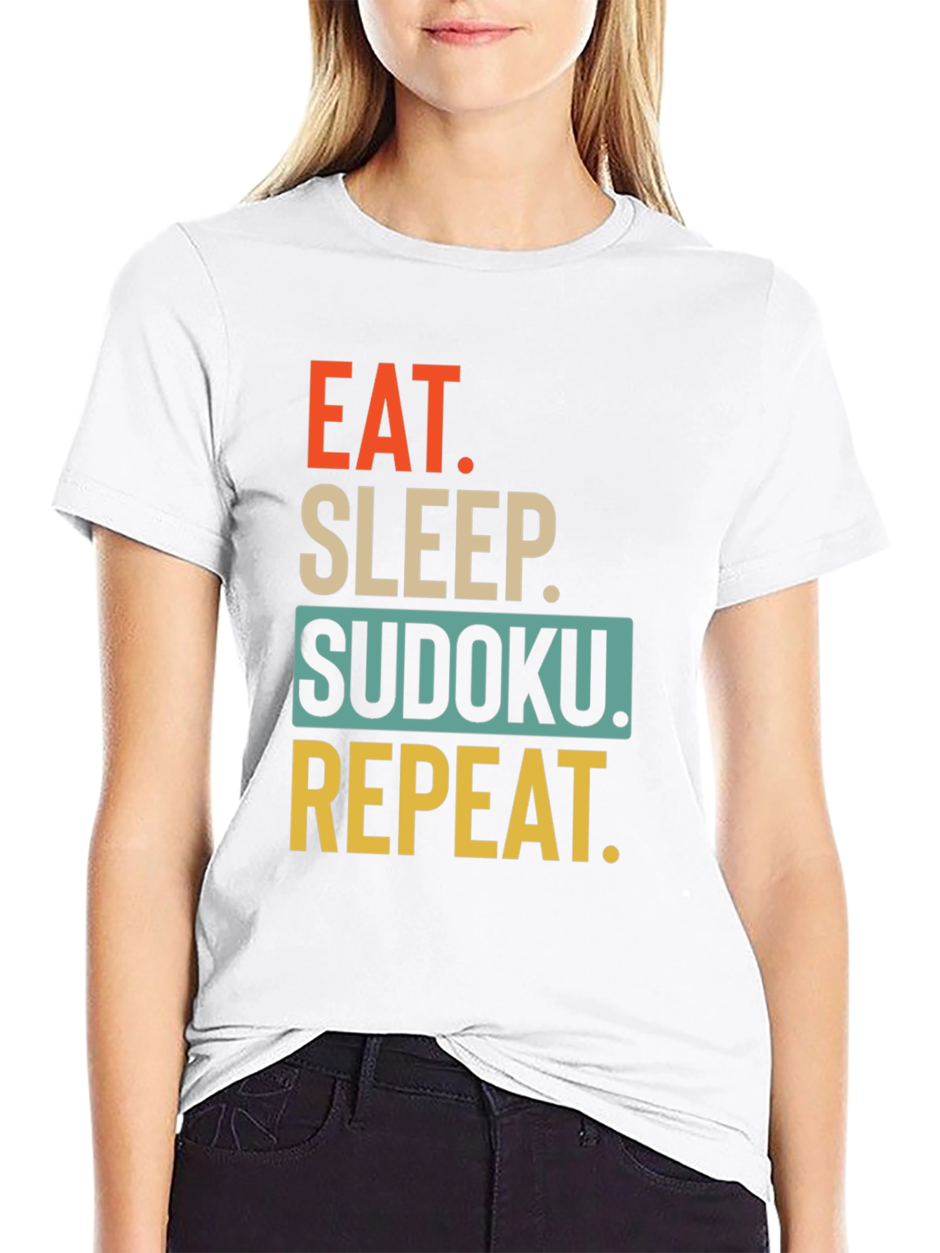 Eat Sleep Sudoku Repeat Black T-Shirt