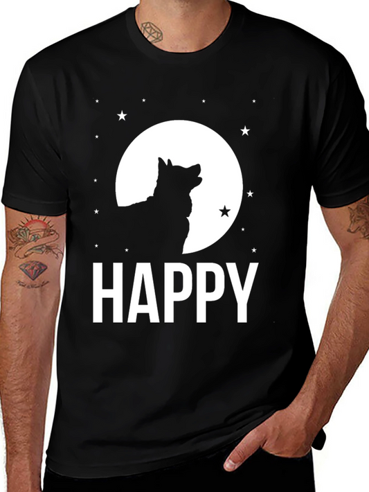 Happy Wolf Moon Black T-Shirt