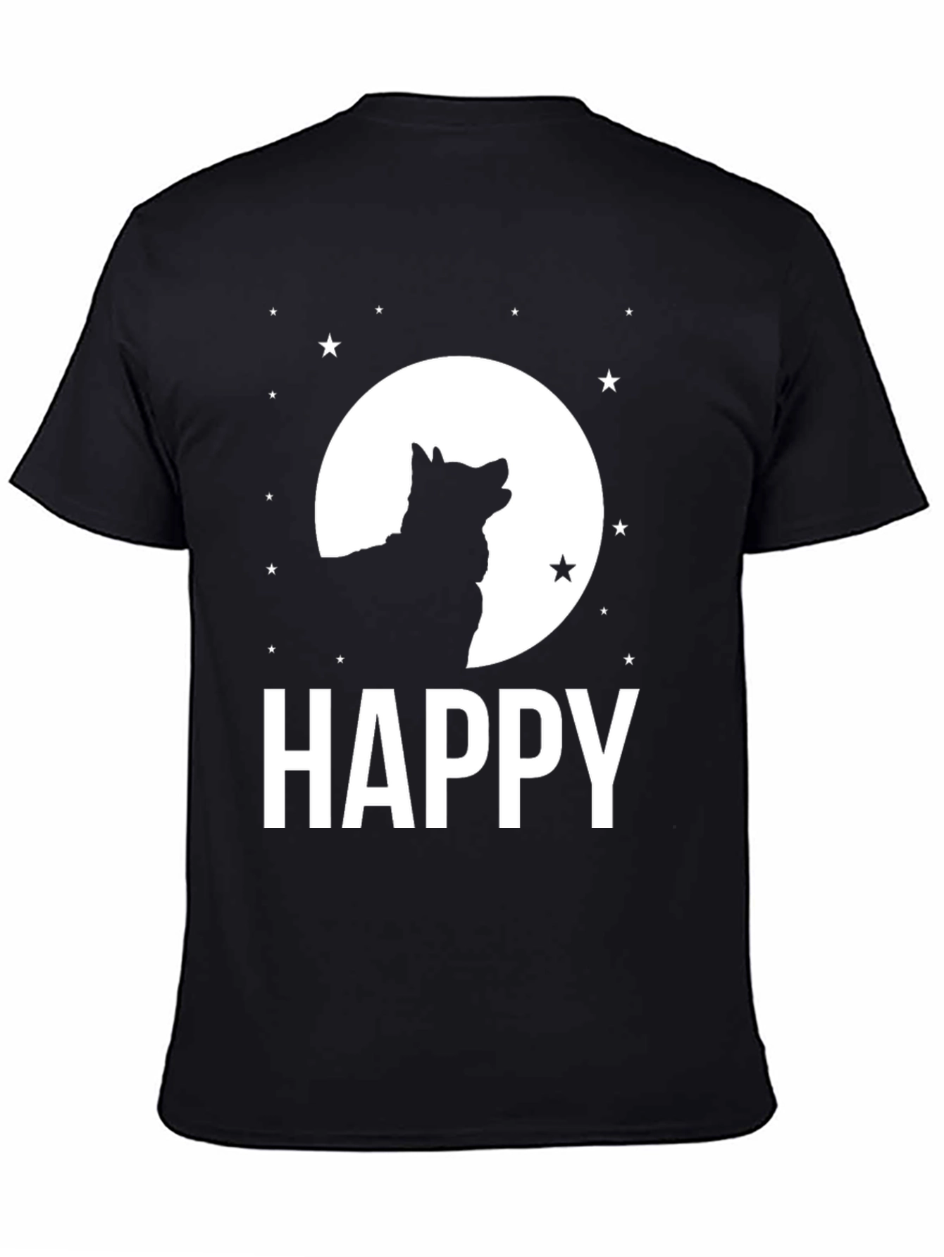 Happy Wolf Moon Black T-Shirt