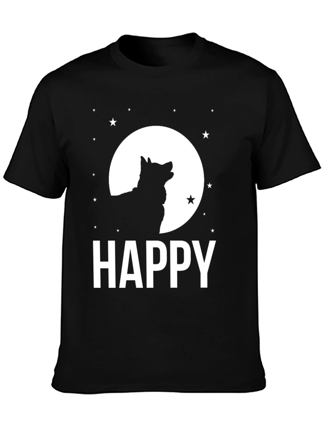 Happy Wolf Moon Black T-Shirt