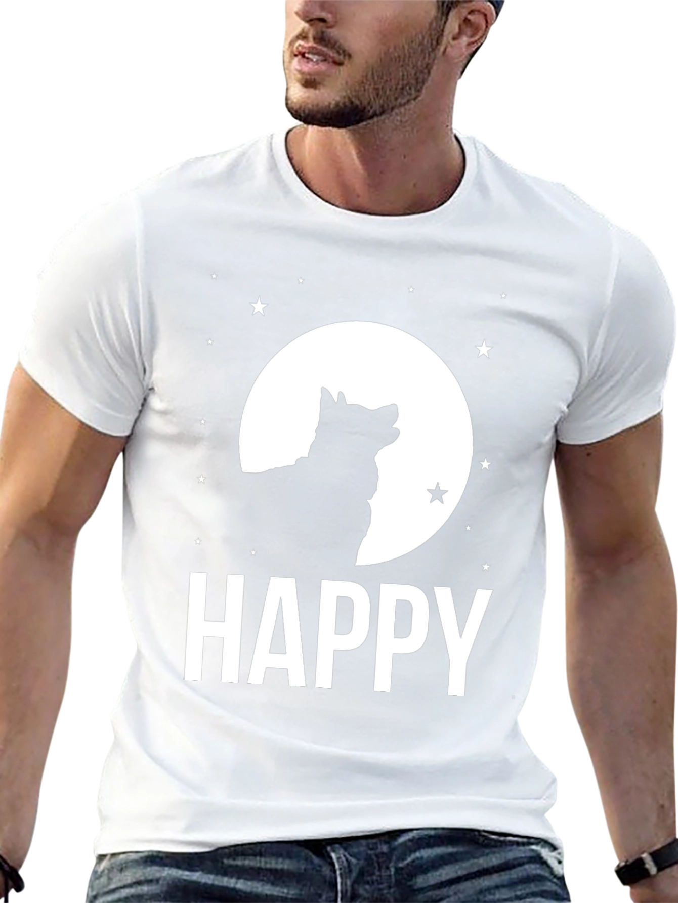 Happy Wolf Moon Black T-Shirt