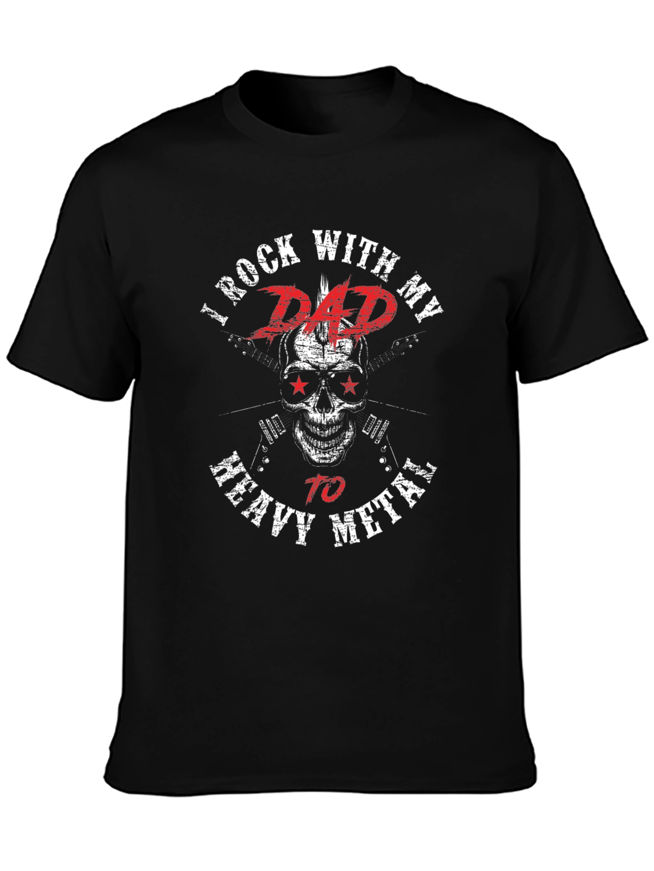 Rock With Dad Heavy Metal Black Graphic T-Shirt