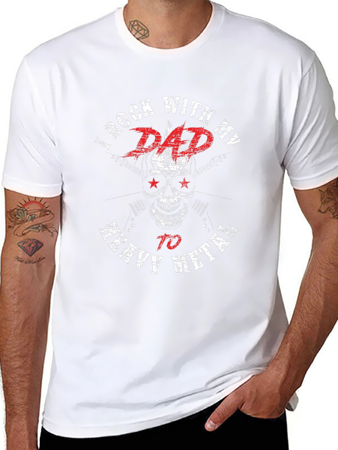 Rock With Dad Heavy Metal Black Graphic T-Shirt