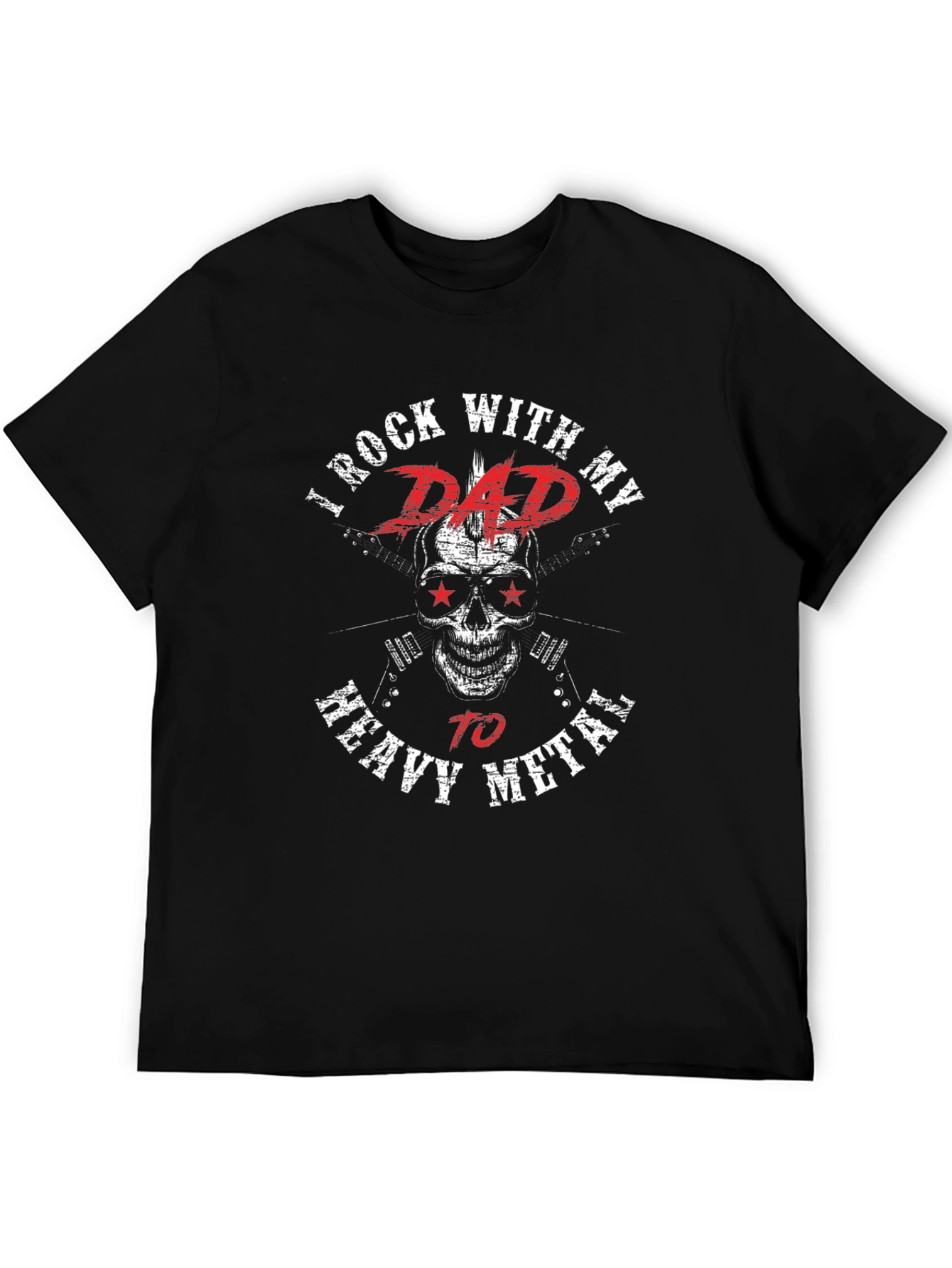 Rock With Dad Heavy Metal Black Graphic T-Shirt
