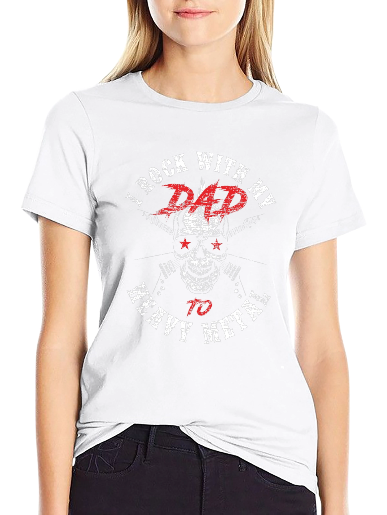 Rock With Dad Heavy Metal Black Graphic T-Shirt