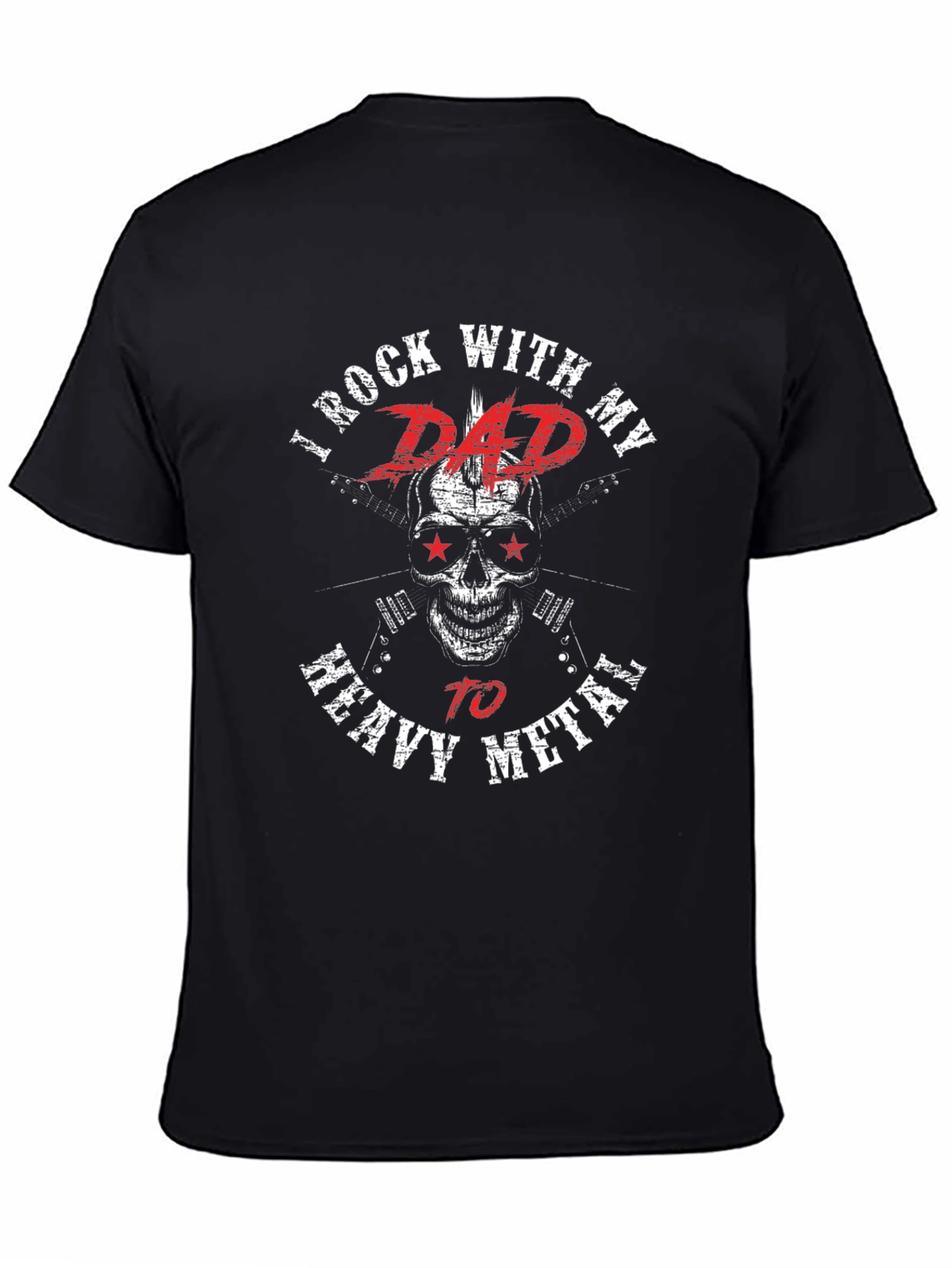 Rock With Dad Heavy Metal Black Graphic T-Shirt