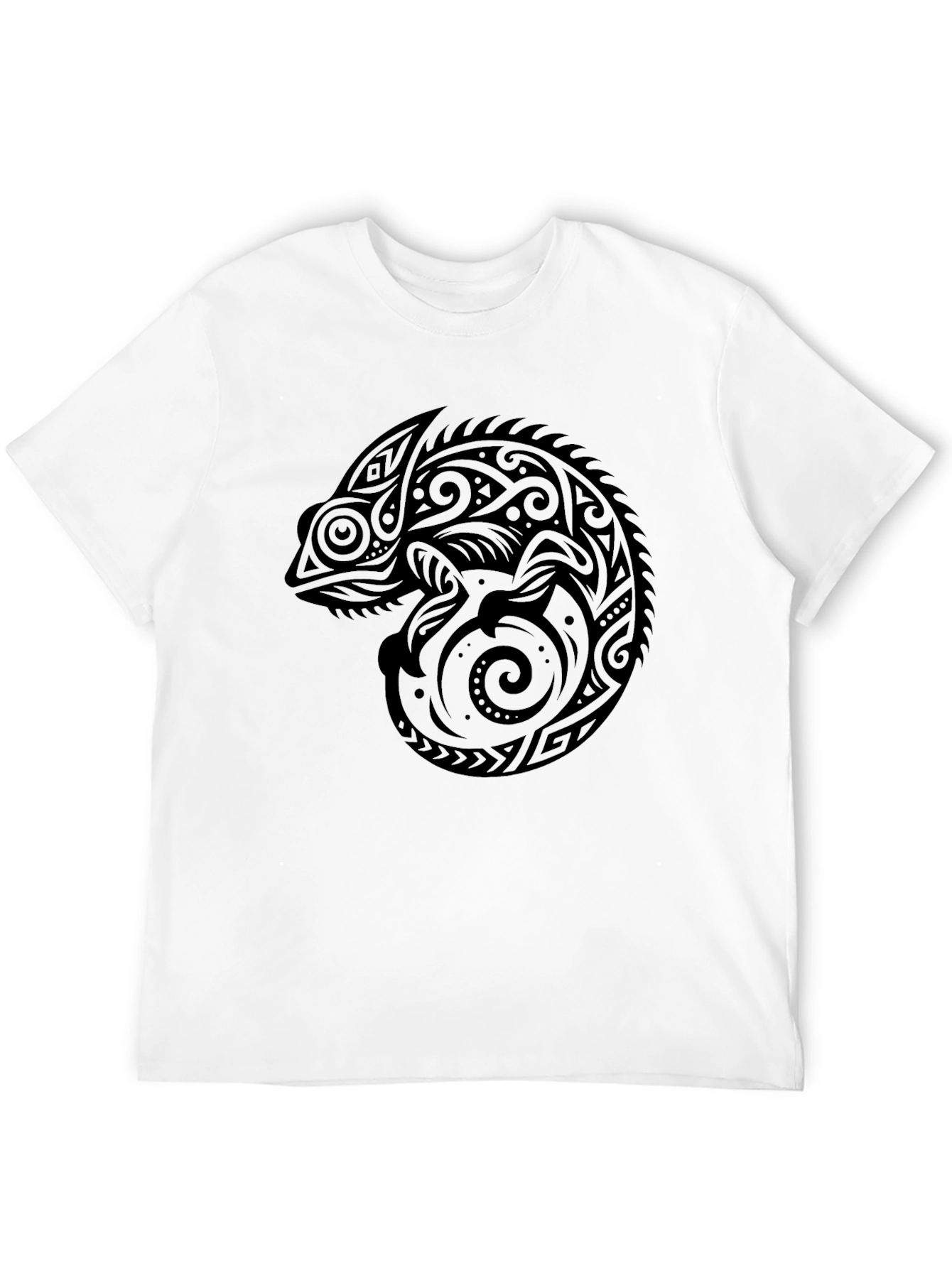 Tribal Chameleon Graphic Tee - Mens Black T-Shirt