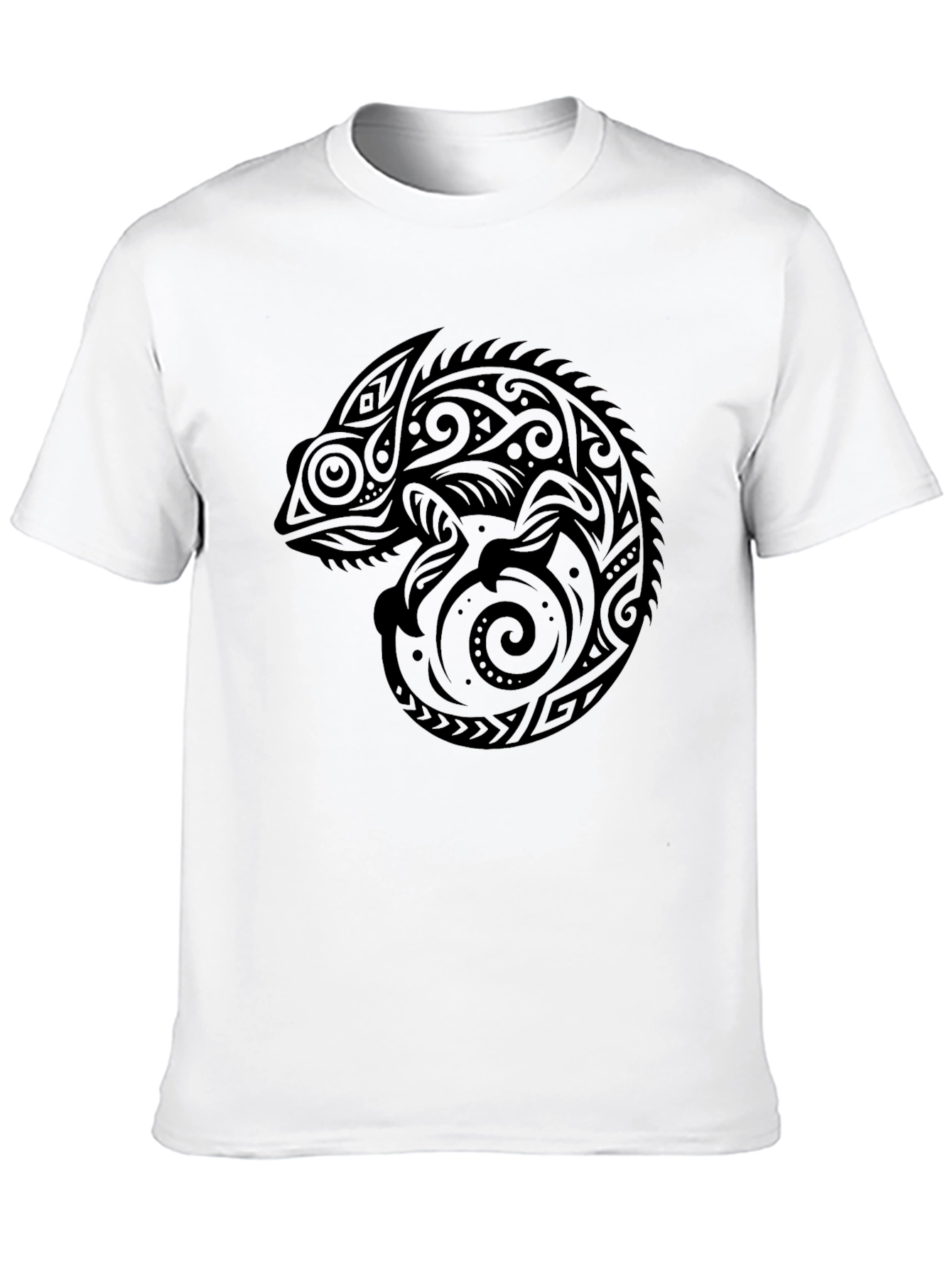 Tribal Chameleon Graphic Tee - Mens Black T-Shirt