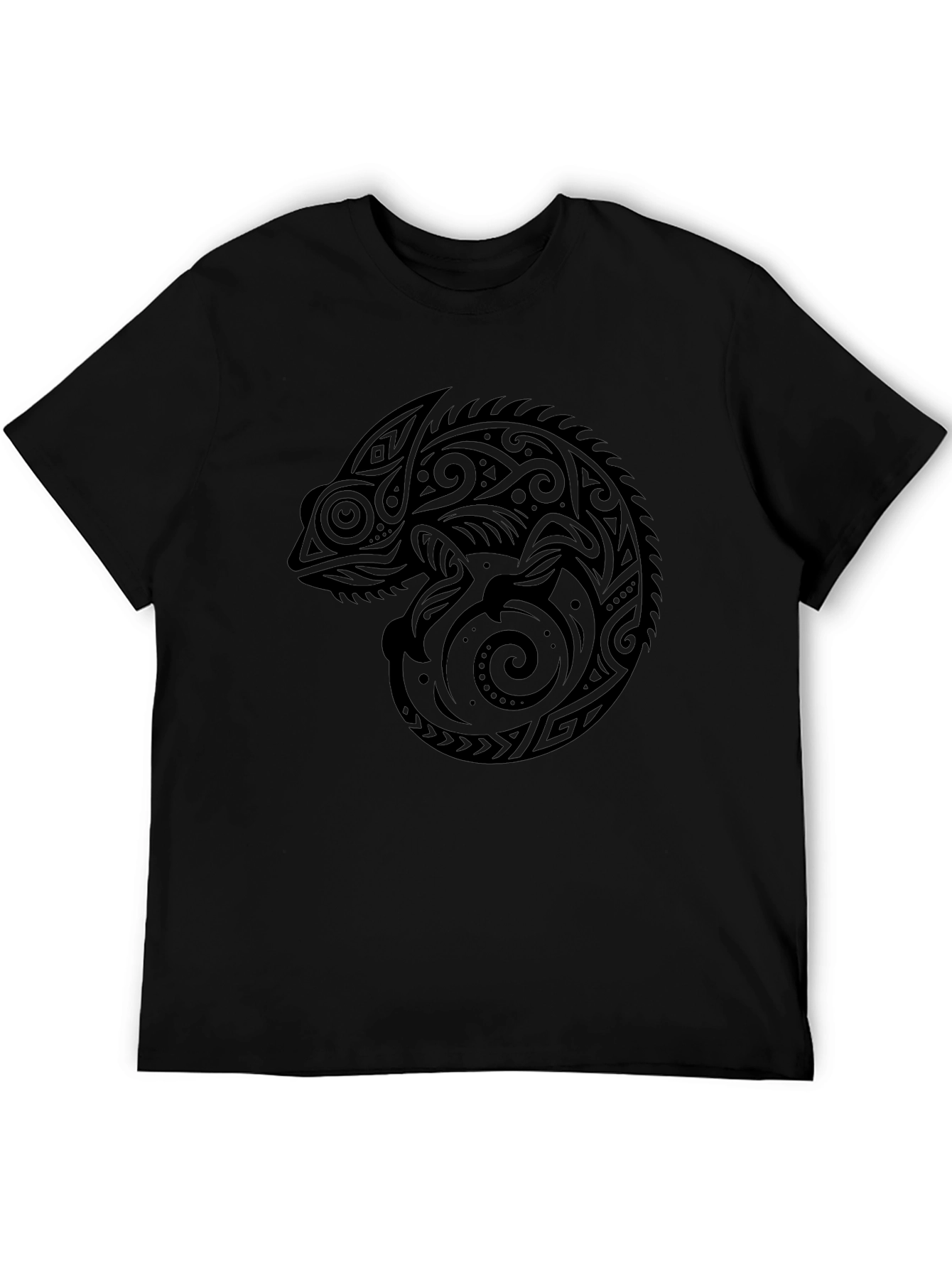 Tribal Chameleon Graphic Tee - Mens Black T-Shirt