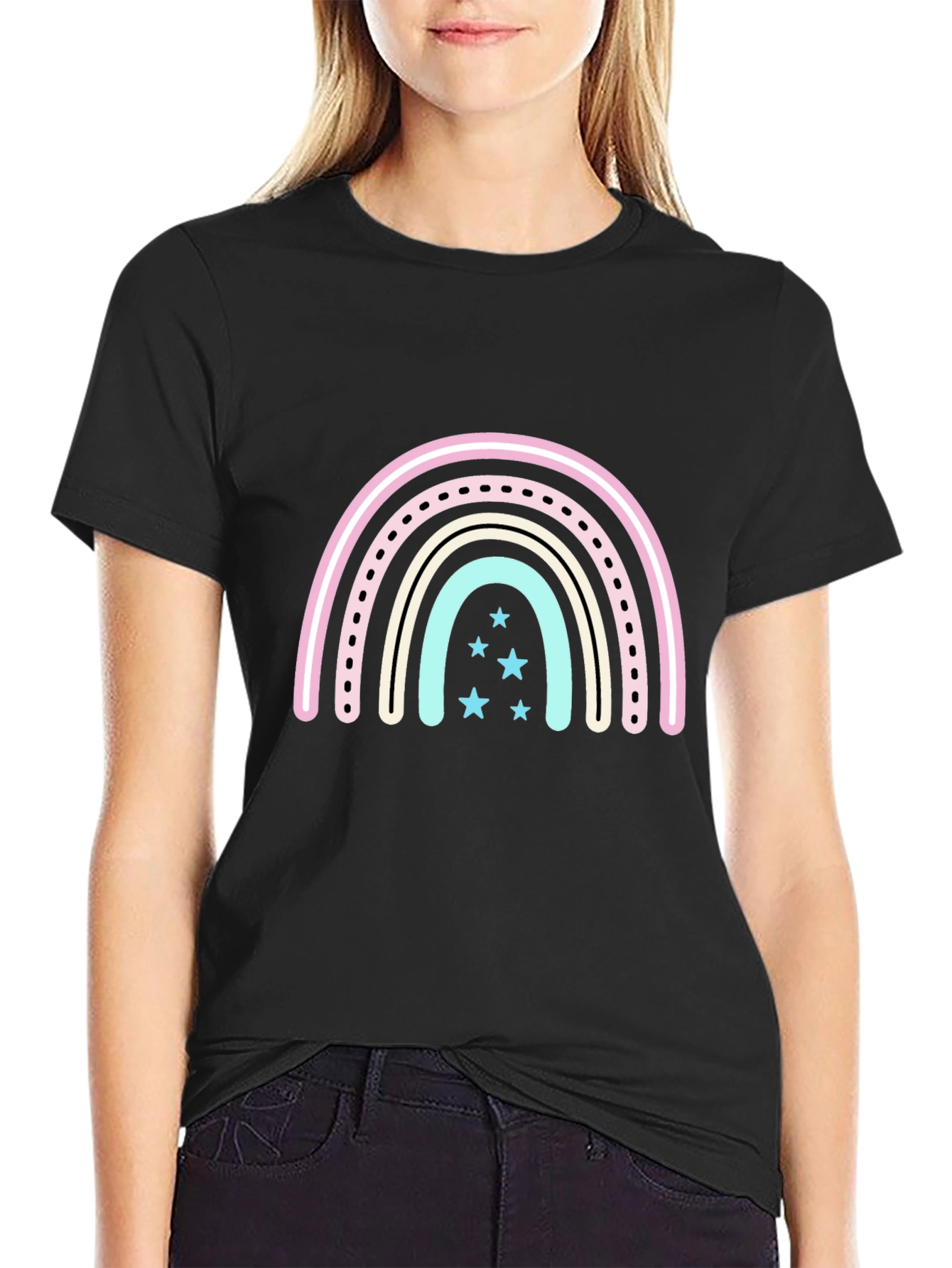 Cute Rainbow Star Graphic T-Shirt