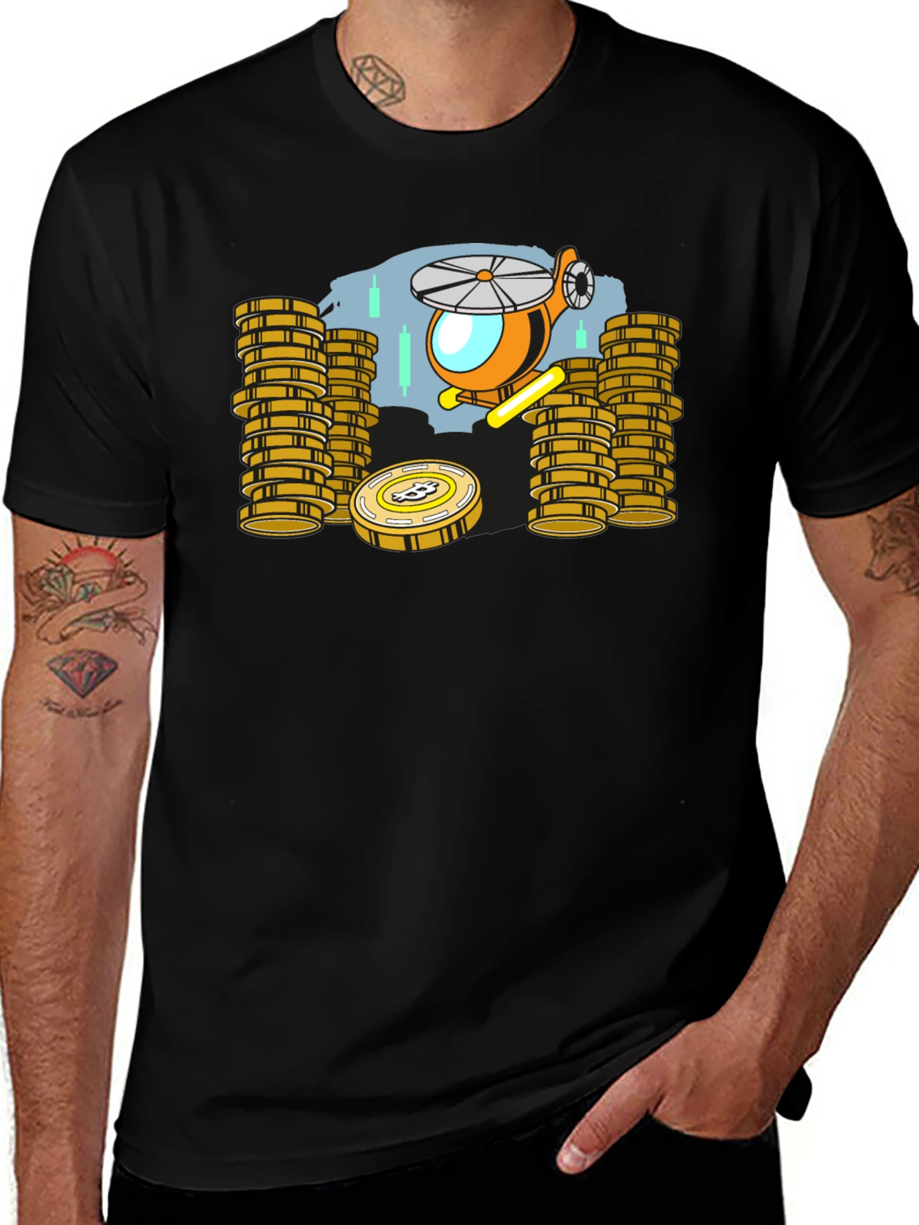 Bitcoin Helicopter T-Shirt - Crypto Investor Tee
