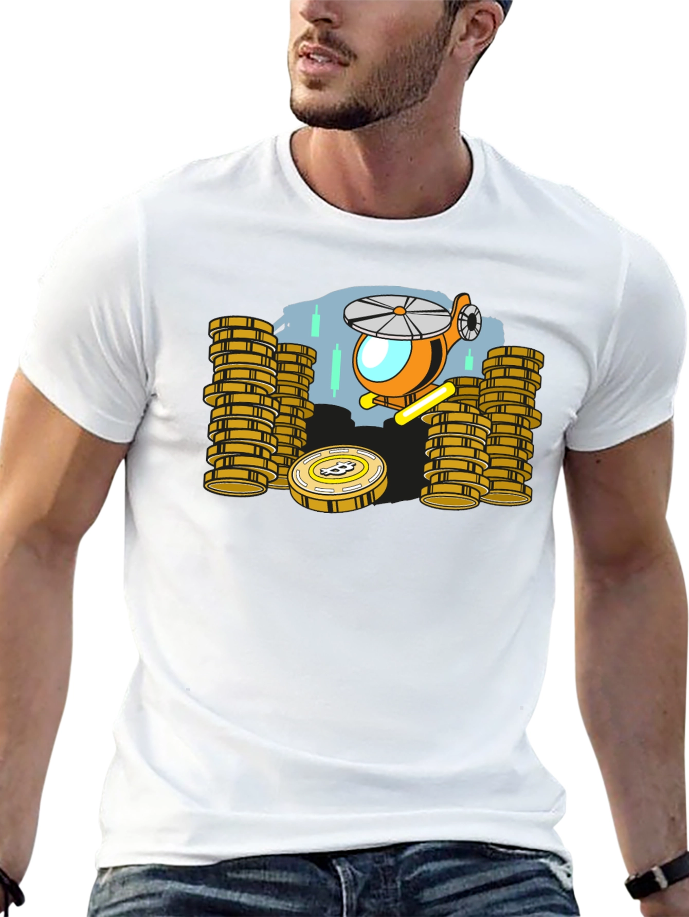 Bitcoin Helicopter T-Shirt - Crypto Investor Tee